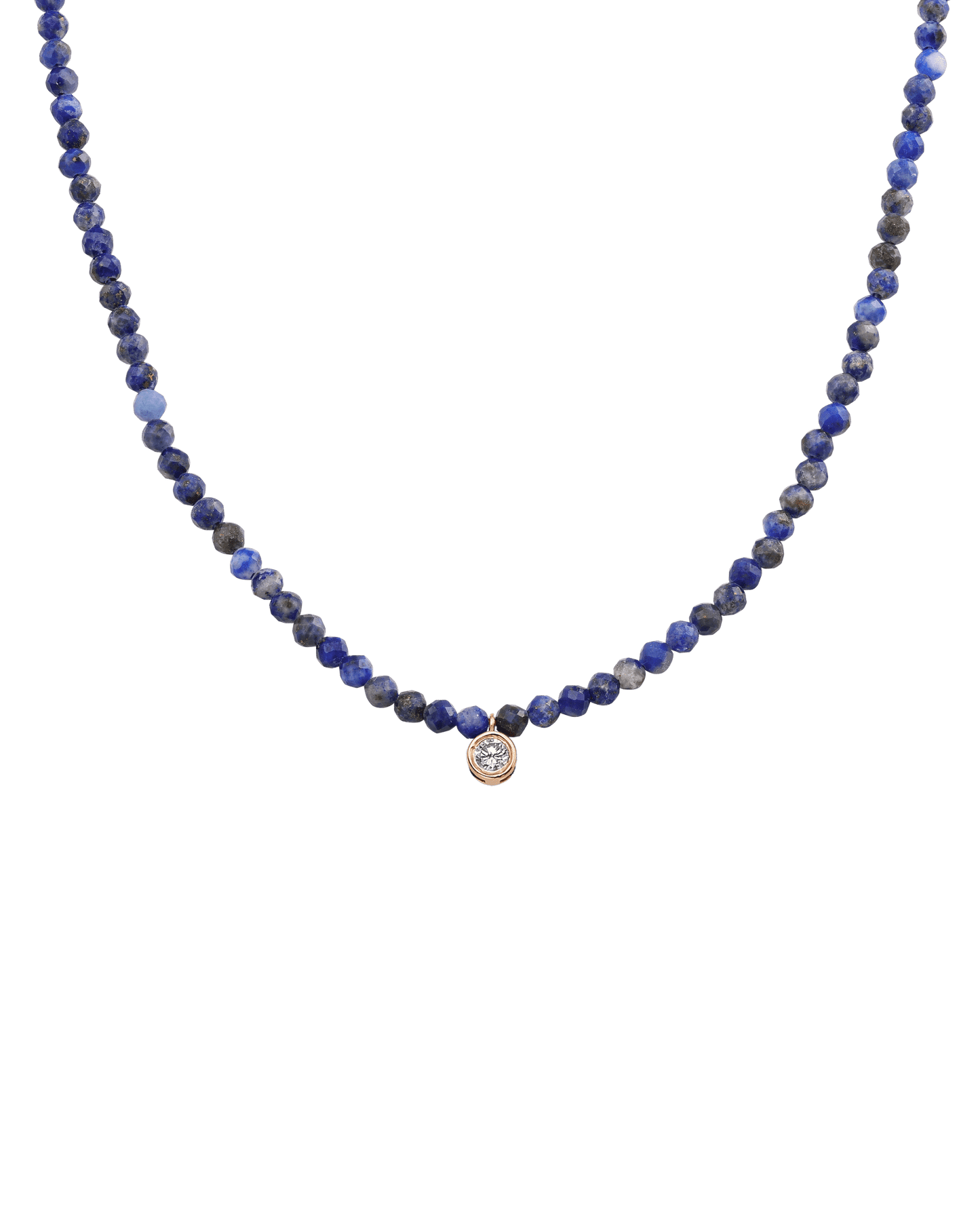 Collier Pierres Précieuses & Diamant - Or Rose 14 carats Necklaces magal-dev Lapis bleu naturel Large: 0.10 carats 35cm