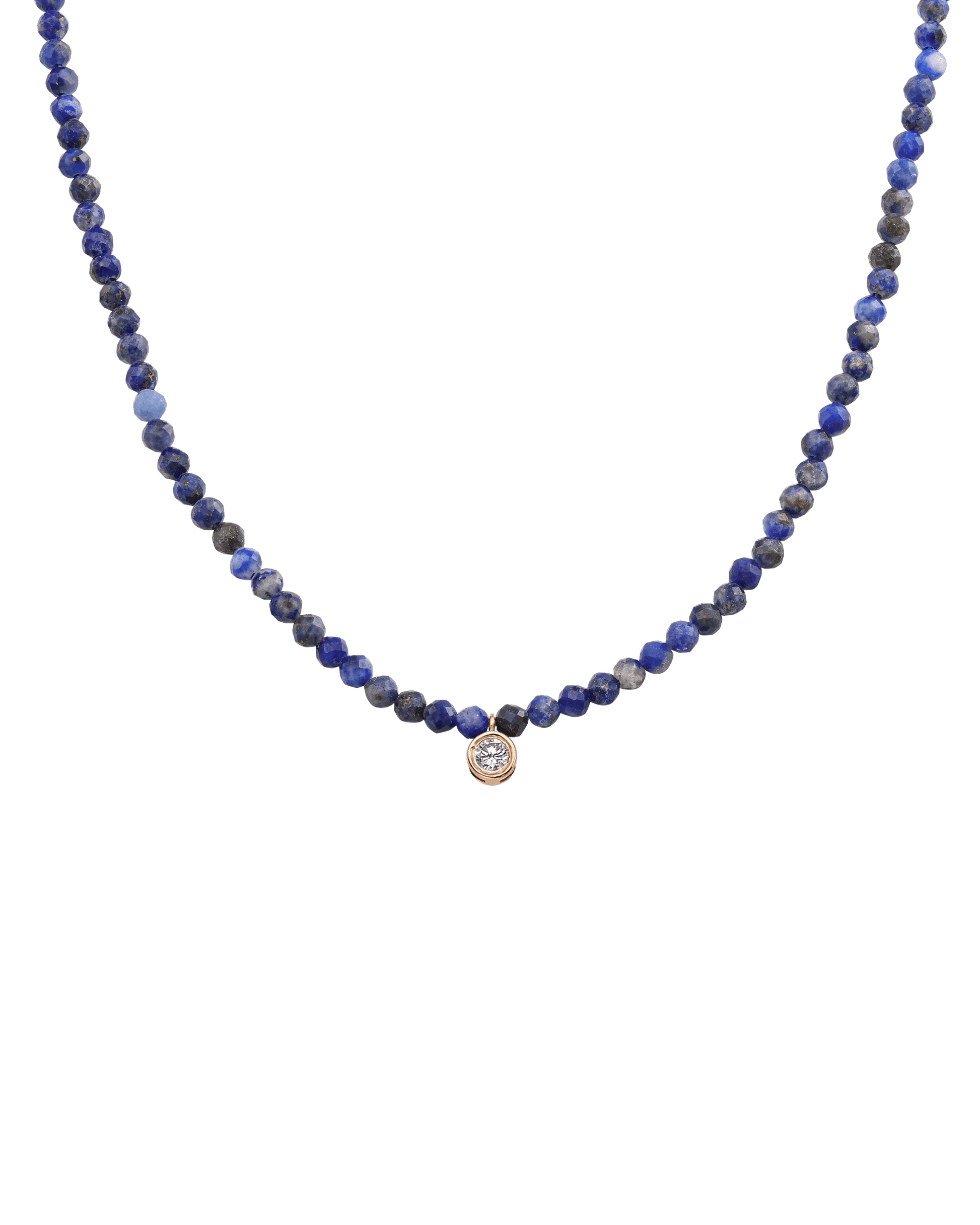 Collier Pierres Précieuses & Diamant - Or Rose 14 carats Necklaces magal-dev Lapis bleu naturel Large: 0.10 carats 35cm