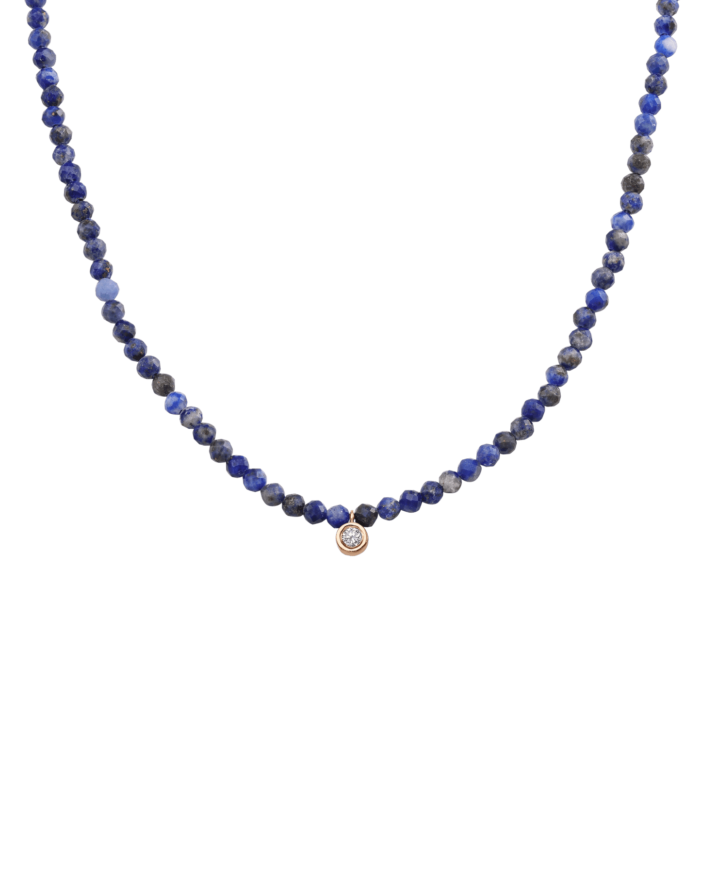 Collier Pierres Précieuses & Diamant - Or Rose 14 carats Necklaces magal-dev Lapis bleu naturel Medium: 0.05 carats 35cm