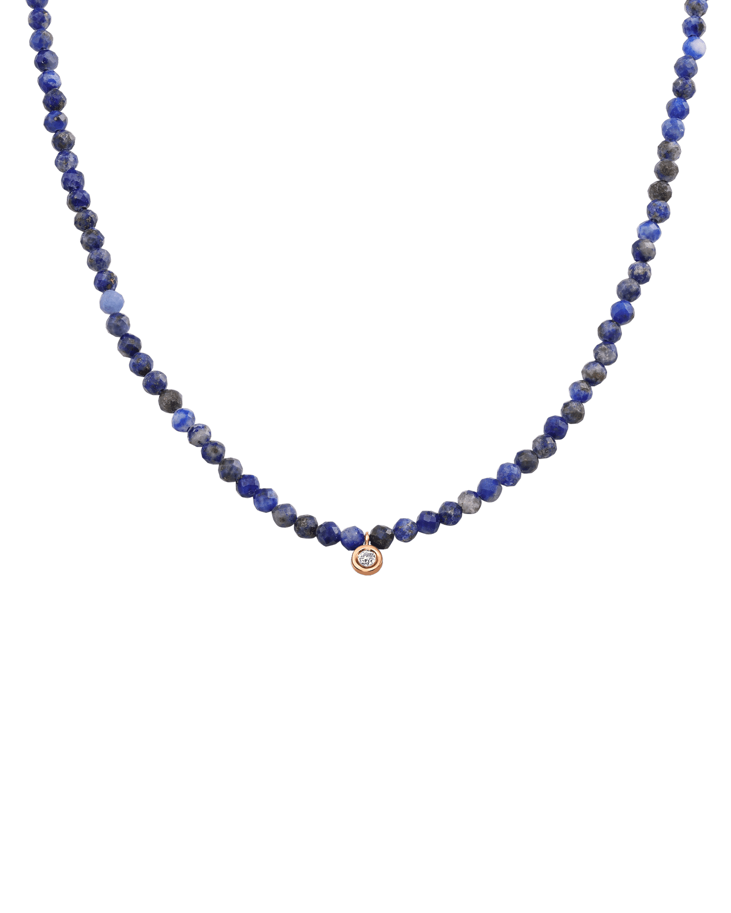 Collier Pierres Précieuses & Diamant - Or Rose 14 carats Necklaces magal-dev Lapis bleu naturel Small: 0.03 carats 35cm