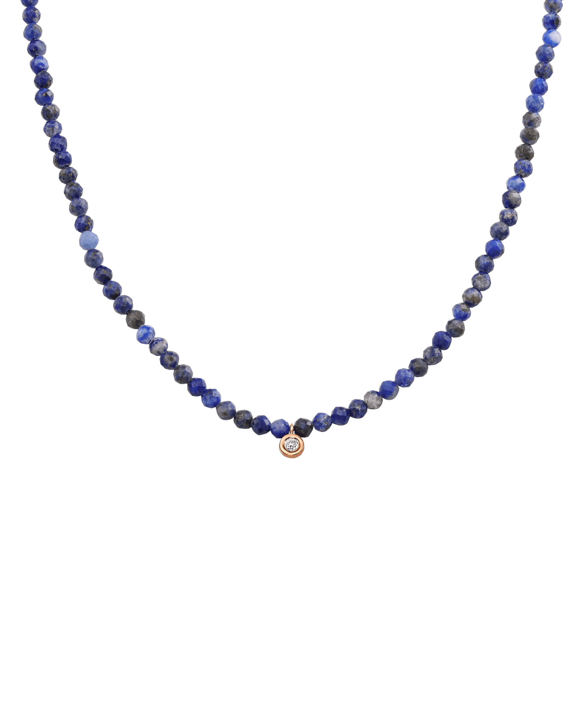 Collier Pierres Précieuses & Diamant - Or Rose 14 carats Necklaces magal-dev Lapis bleu naturel Small: 0.03 carats 35cm