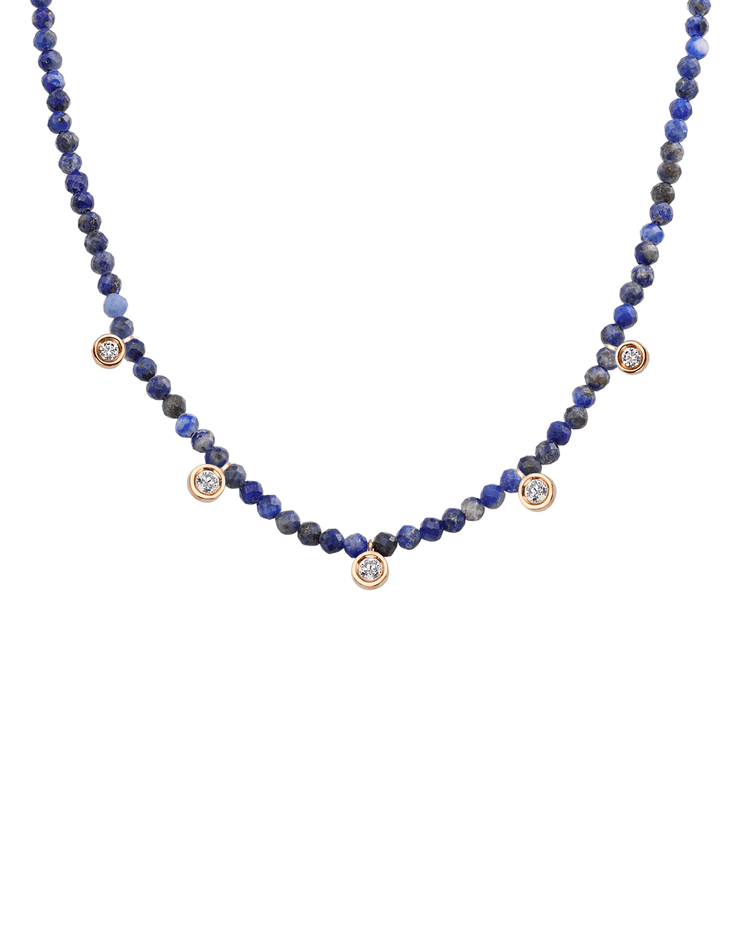 Apatite Gemstone & Five diamonds Necklace - 14K Rose Gold Necklaces magal-dev 