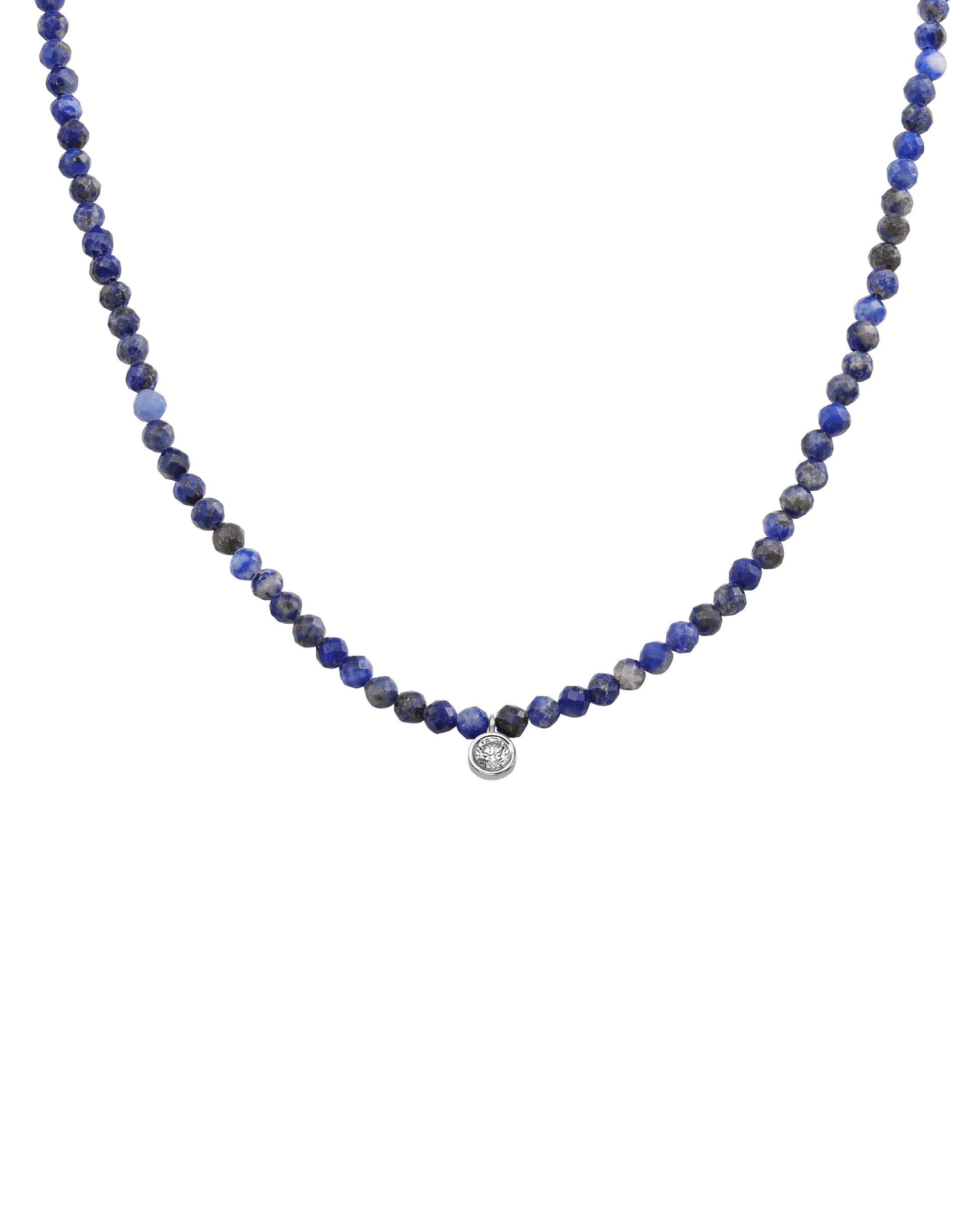 Collier Pierres Précieuses & Diamant - Or Blanc 14 carats Necklaces magal-dev Lapis bleu naturel Large: 0.10 carats 35cm
