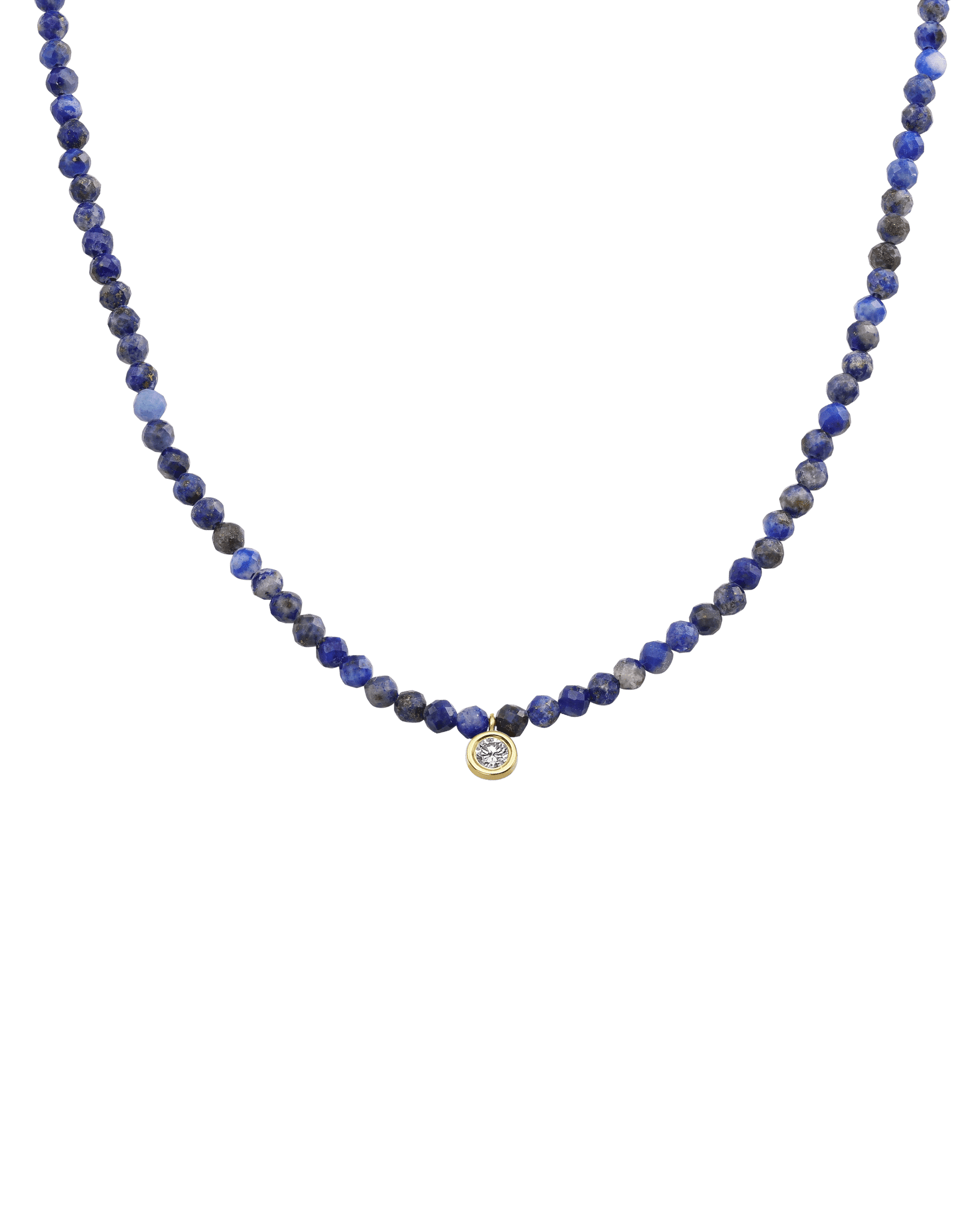 Collier Pierres Précieuses & Diamant - Or Jaune 14 carats Necklaces magal-dev Lapis bleu naturel Large: 0.10 carats 35cm