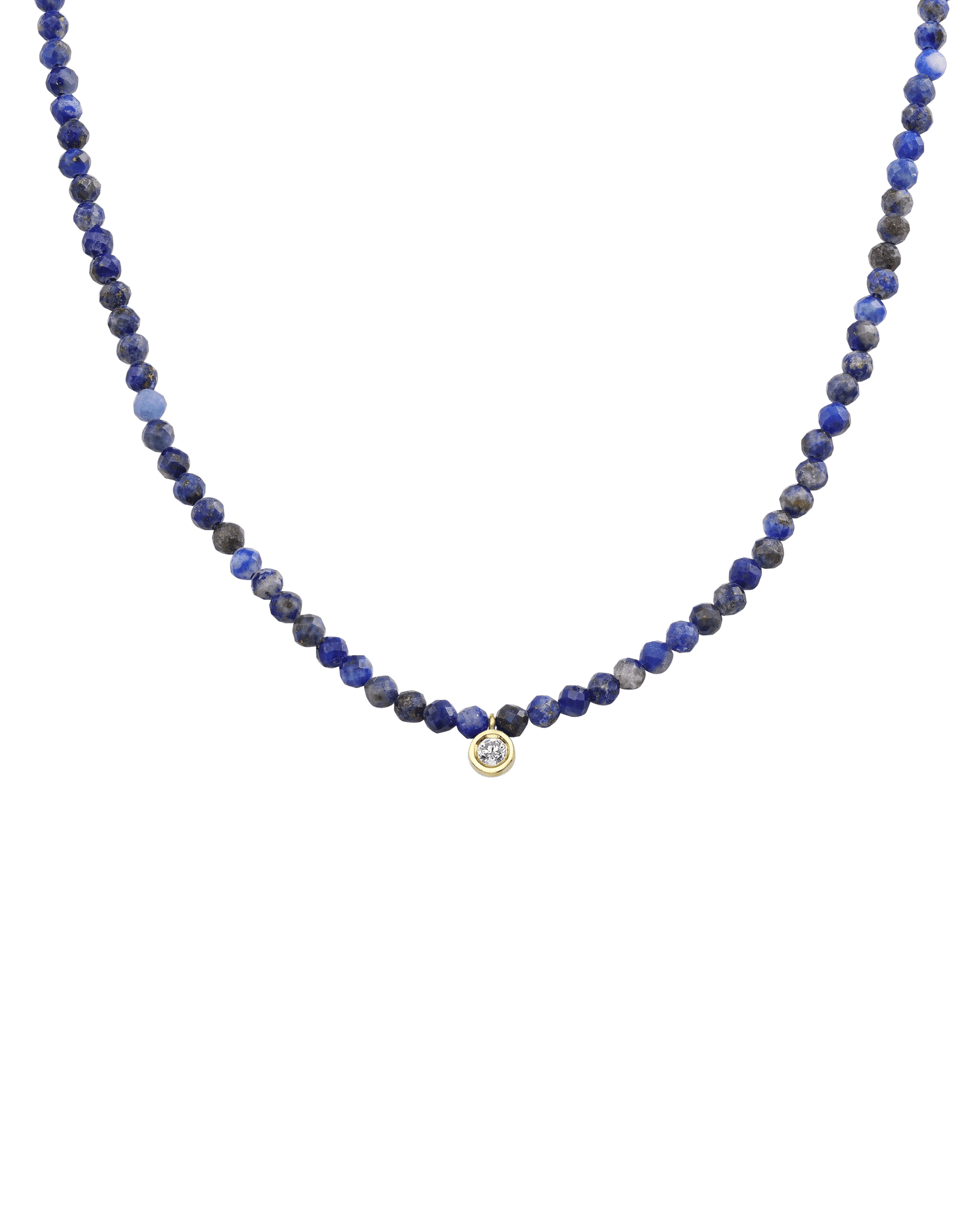 Collier Pierres Précieuses & Diamant - Or Jaune 14 carats Necklaces magal-dev Lapis bleu naturel Medium: 0.05 carats 35cm