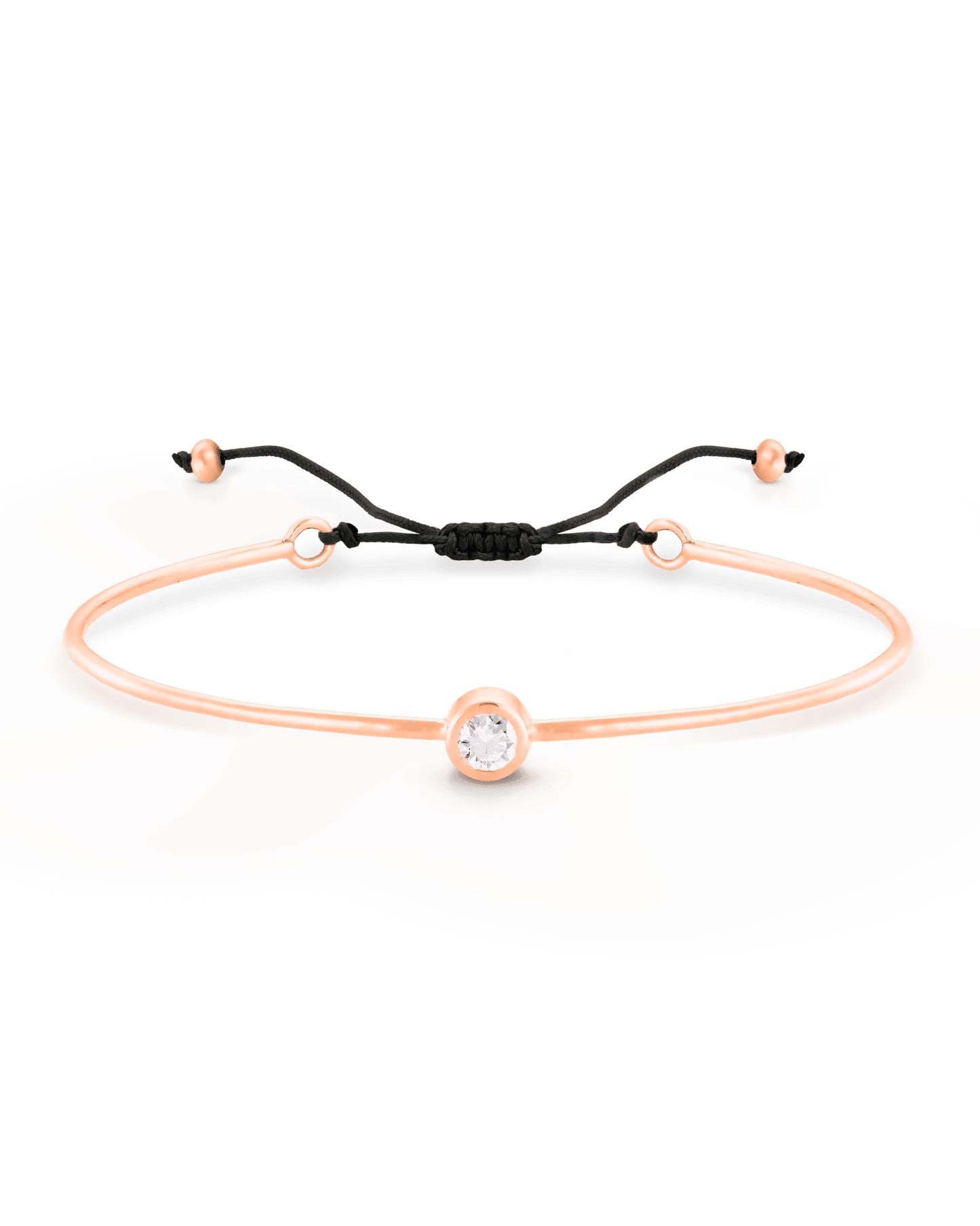 Bracelet Jonc Diamant et Cordon - Or Rose Plaqué 18 carats Bracelets magal-dev Noir Small: 0.03 carats 12cm - 18cm (Poignet: Small - Medium)