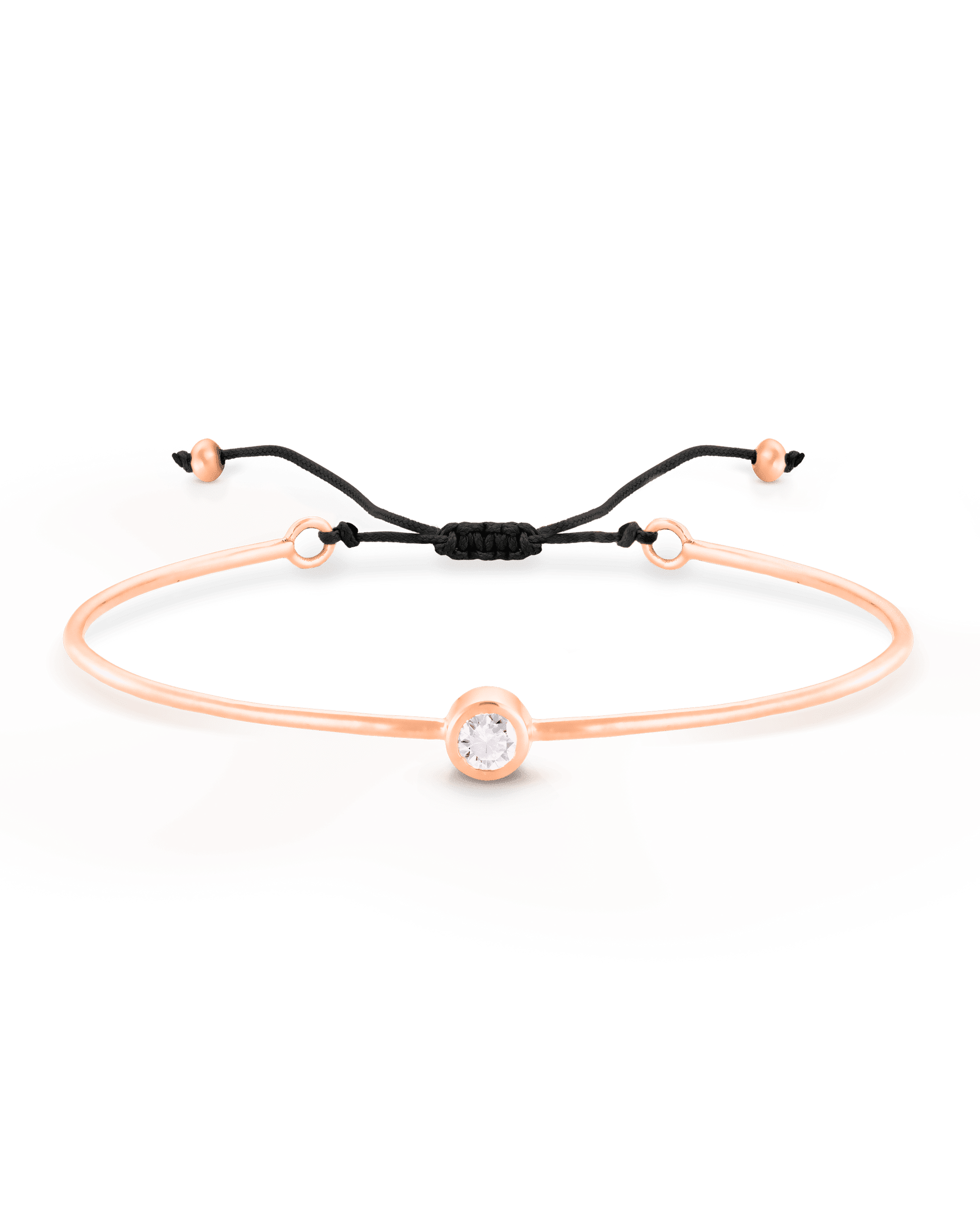 Bracelet Jonc Diamant et Cordon - Or Rose Plaqué 18 carats Bracelets magal-dev Noir Small: 0.03 carats 12cm - 18cm (Poignet: Small - Medium)