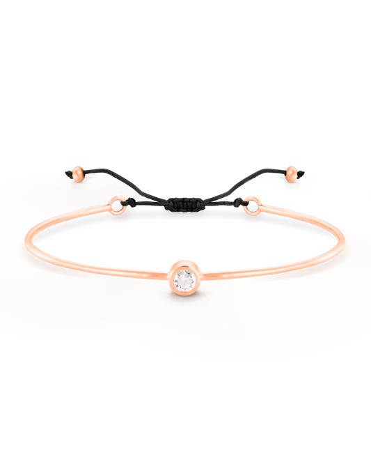 Diamond Cord Bangle - 18K Rose Vermeil Bracelets magal-dev Black Small: 0.03ct 