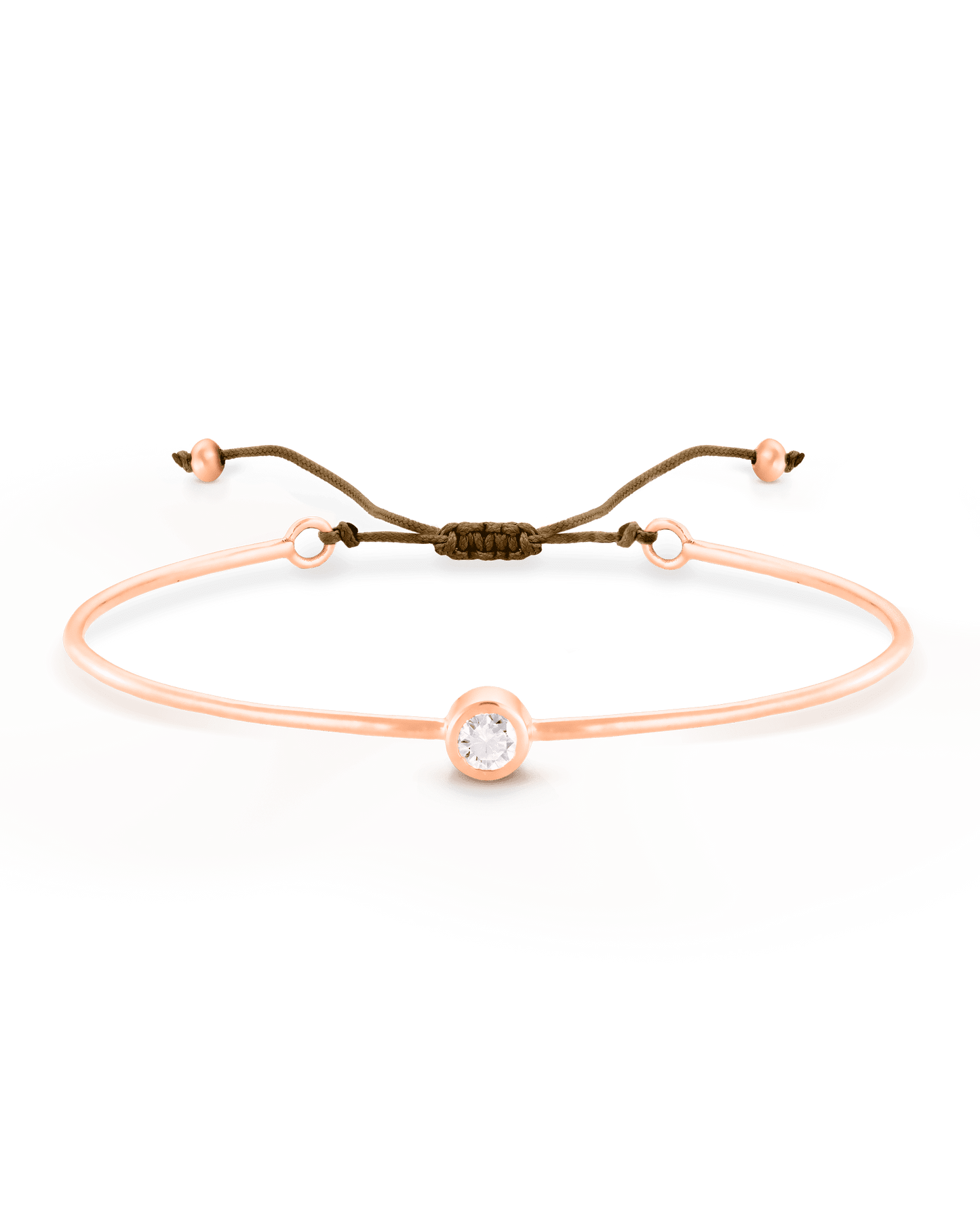 Bracelet Jonc Diamant et Cordon - Or Rose Plaqué 18 carats Bracelets magal-dev Camel Small: 0.03 carats 12cm - 18cm (Poignet: Small - Medium)