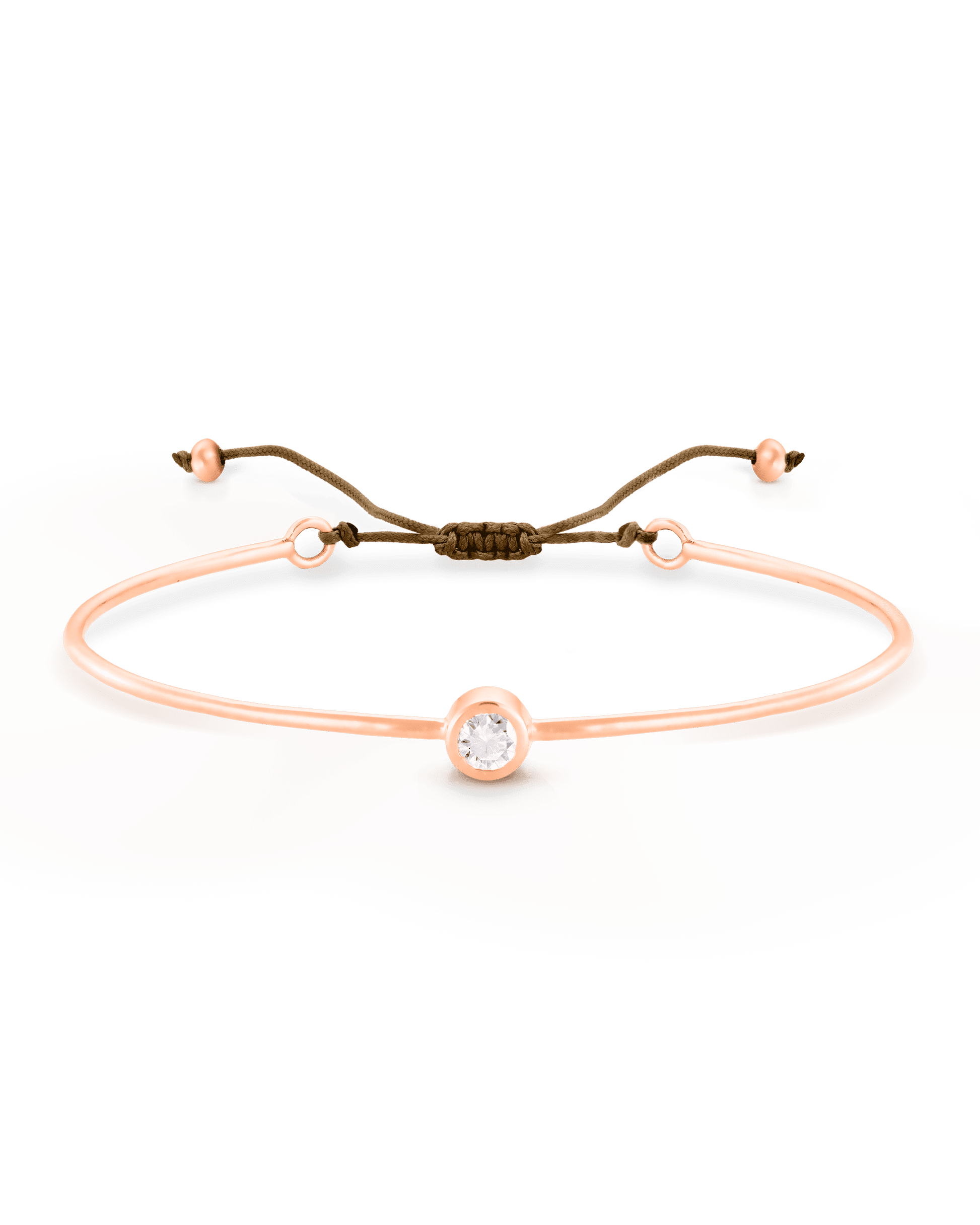 Bracelet Jonc Diamant et Cordon - Or Rose Plaqué 18 carats Bracelets magal-dev Camel Small: 0.03 carats 12cm - 18cm (Poignet: Small - Medium)