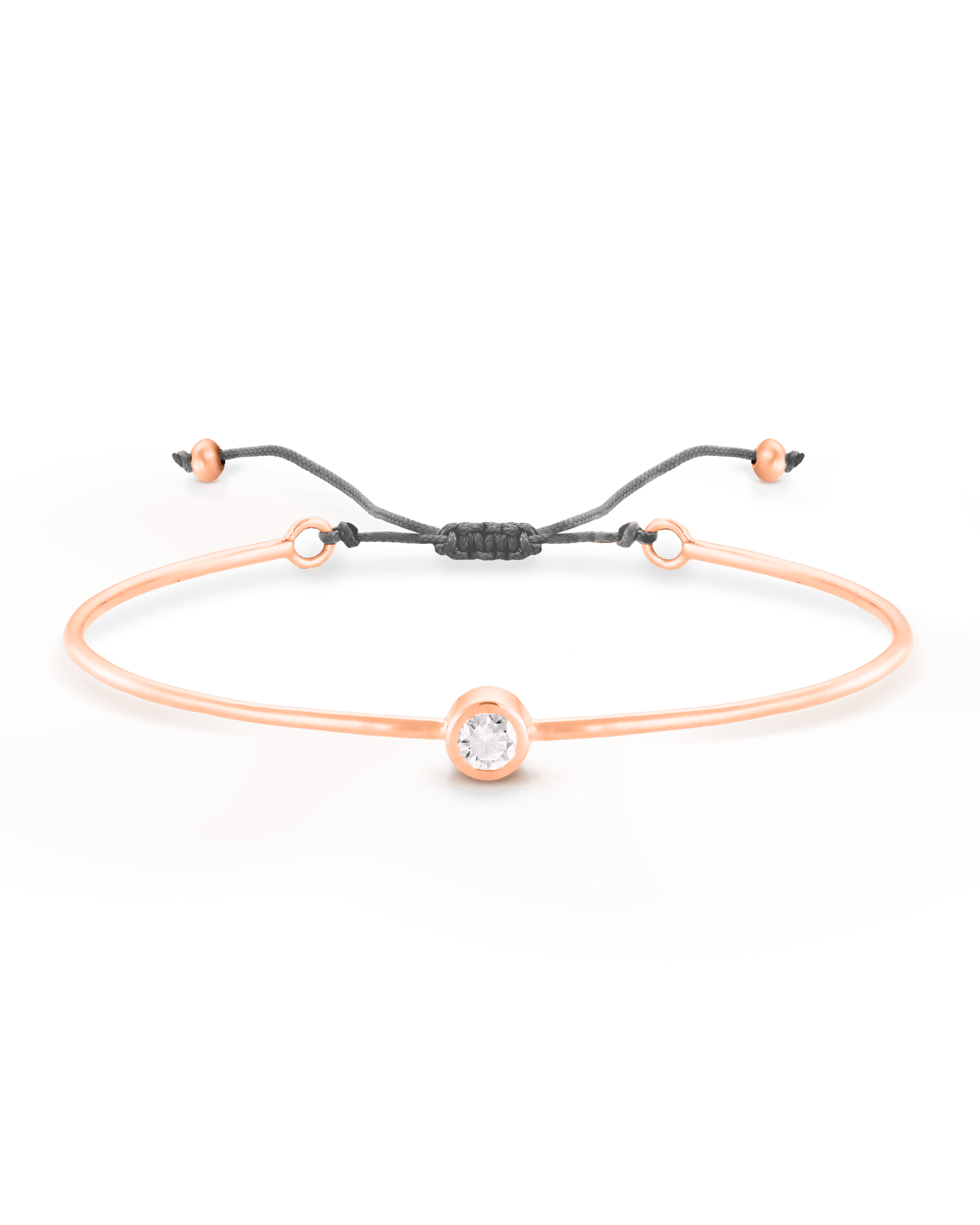 Diamond Cord Bangle - 18K Rose Vermeil Bracelets magal-dev Grey Small: 0.03ct 