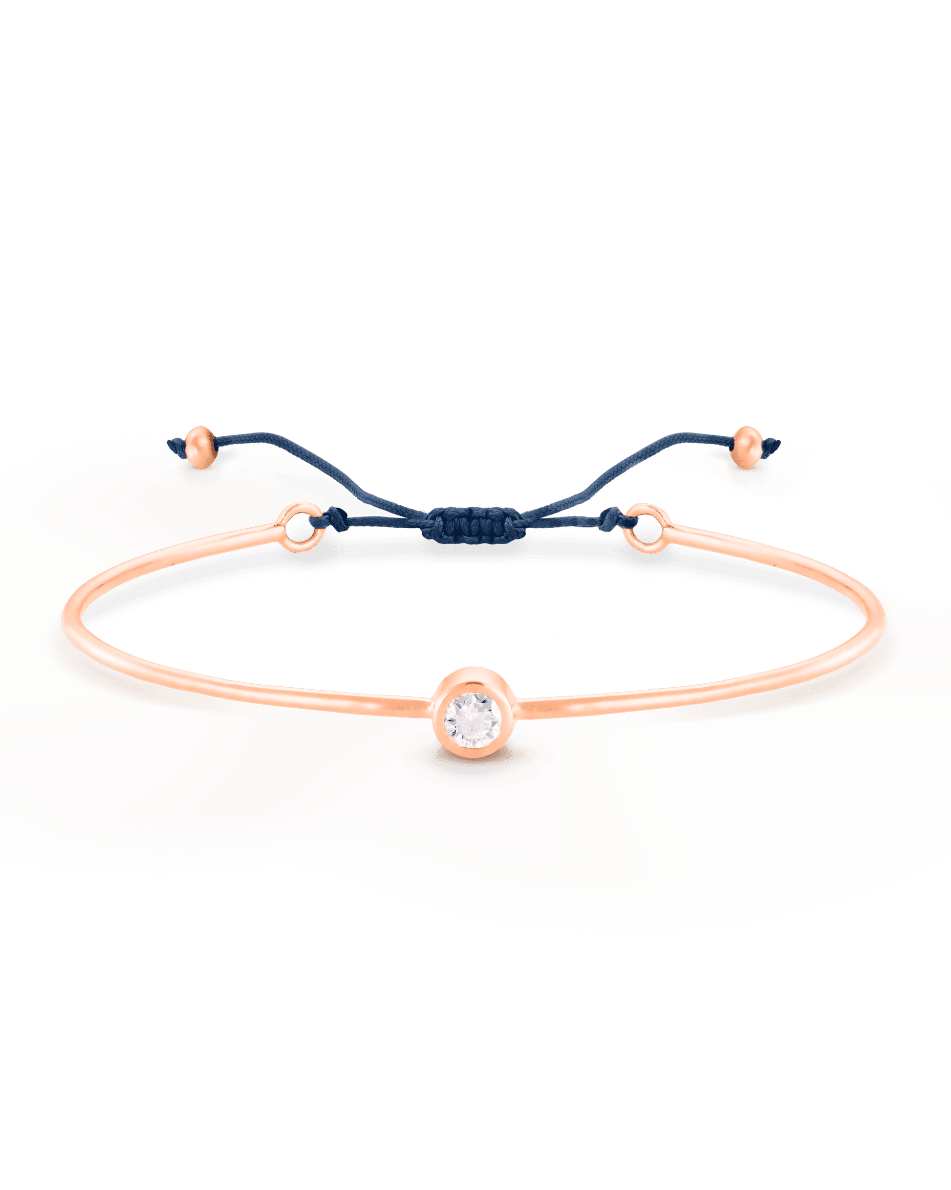 Bracelet Jonc Diamant et Cordon - Or Rose Plaqué 18 carats Bracelets magal-dev Bleu Indigo Small: 0.03 carats 12cm - 18cm (Poignet: Small - Medium)