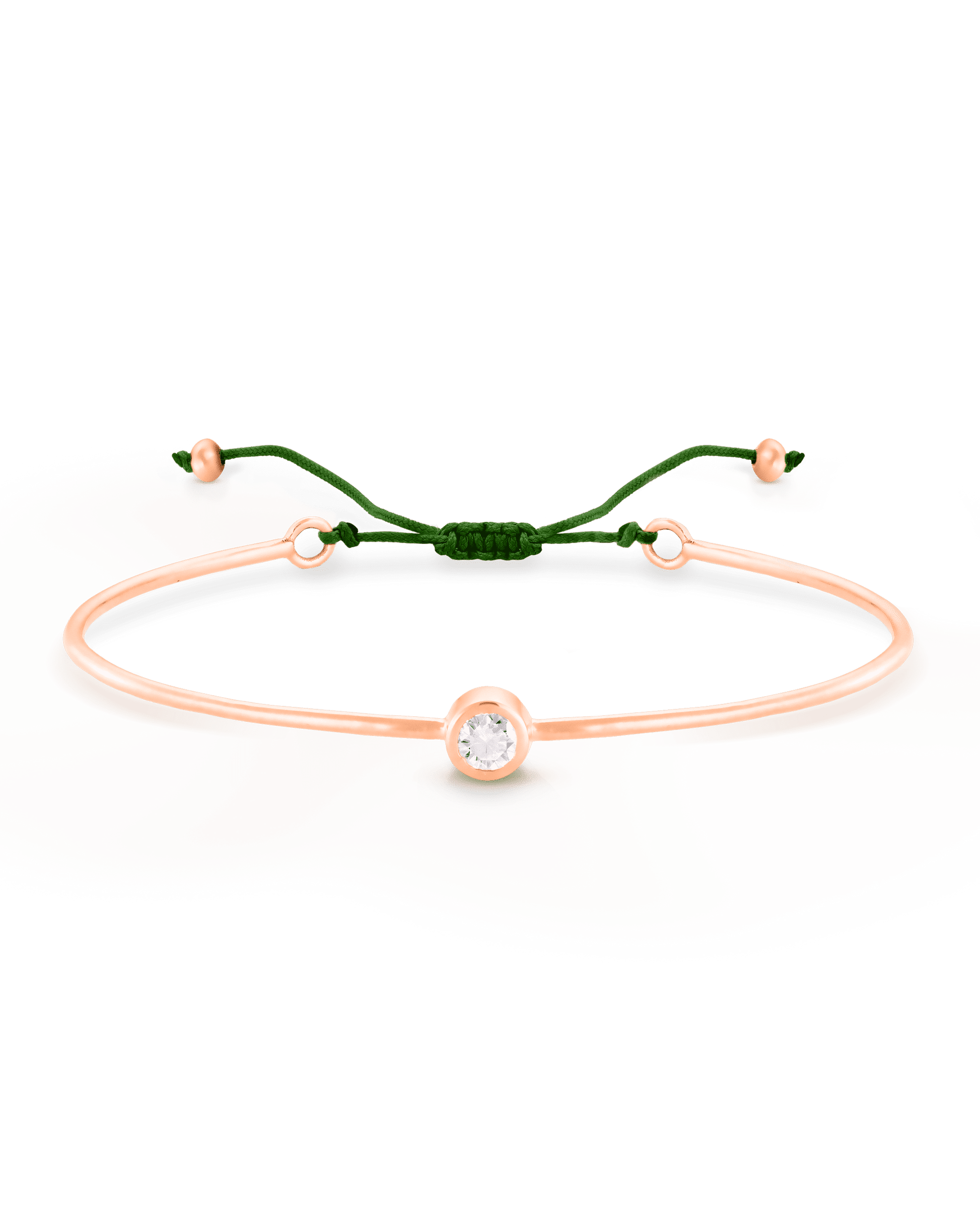 Bracelet Jonc Diamant et Cordon - Or Rose Plaqué 18 carats Bracelets magal-dev Menthe Small: 0.03 carats 12cm - 18cm (Poignet: Small - Medium)