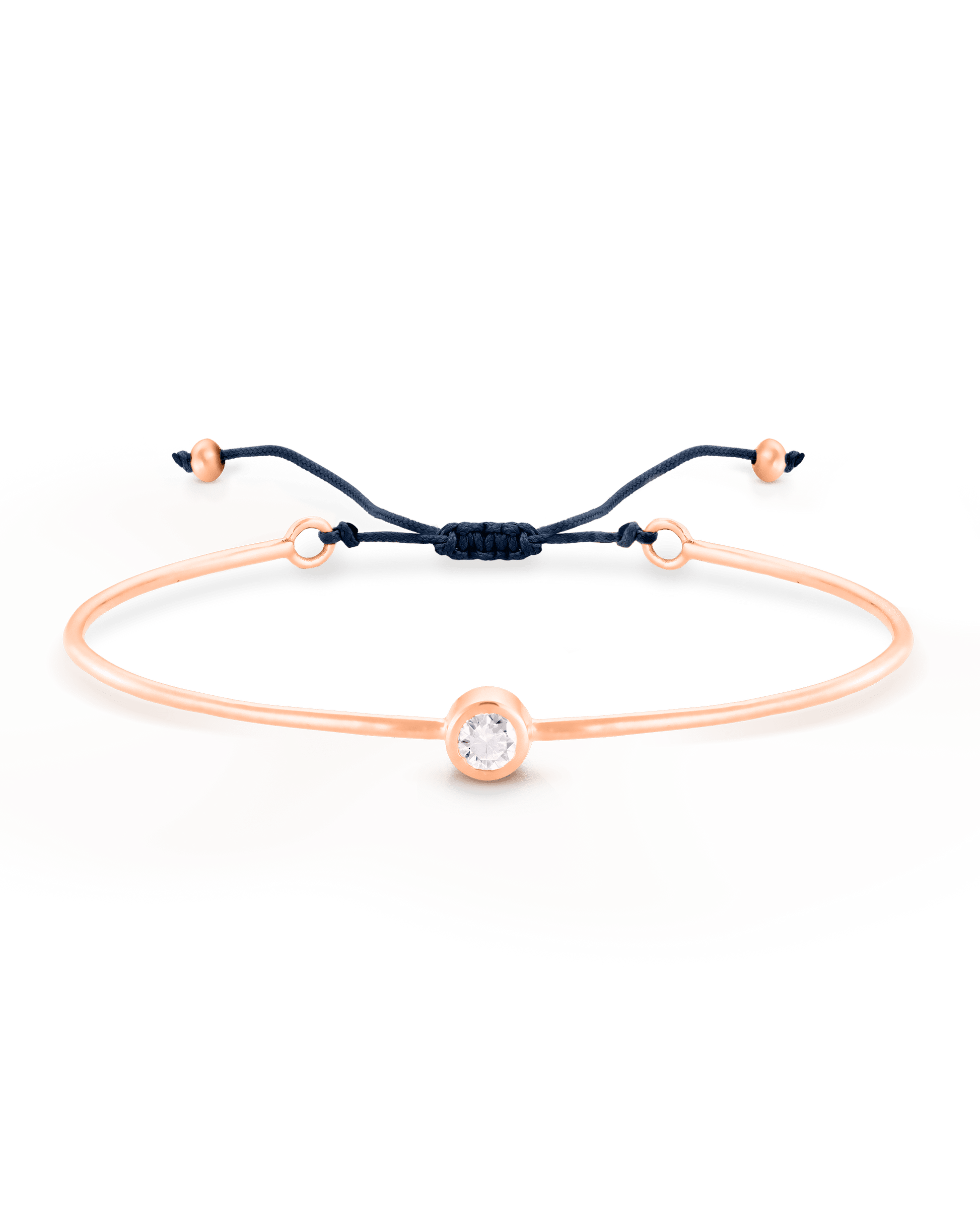 Diamond Cord Bangle - 18K Rose Vermeil Bracelets magal-dev Navy Blue Small: 0.03ct 