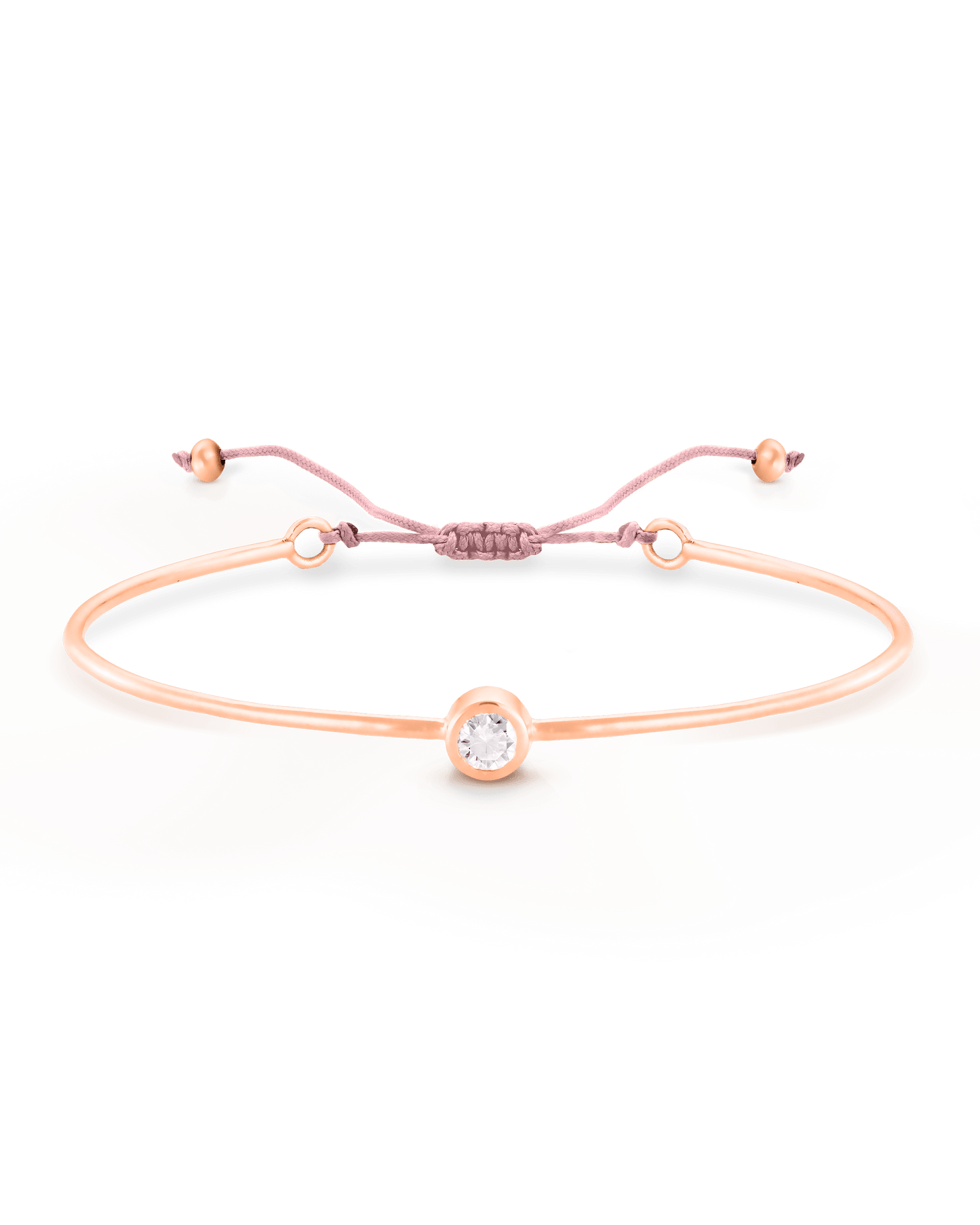 Diamond Cord Bangle - 18K Rose Vermeil Bracelets magal-dev Light Pink Small: 0.03ct 