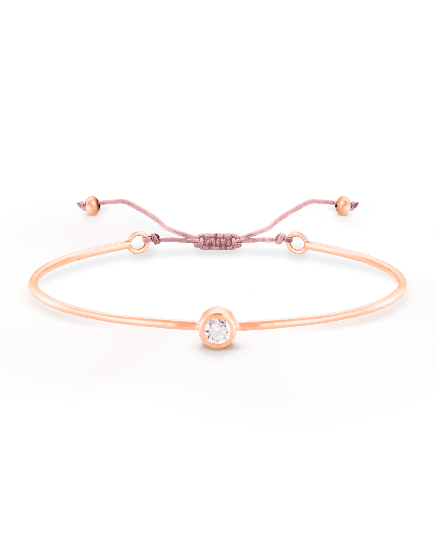 Bracelet Jonc Diamant et Cordon - Or Rose Plaqué 18 carats Bracelets magal-dev Rose Pale Small: 0.03 carats 12cm - 18cm (Poignet: Small - Medium)