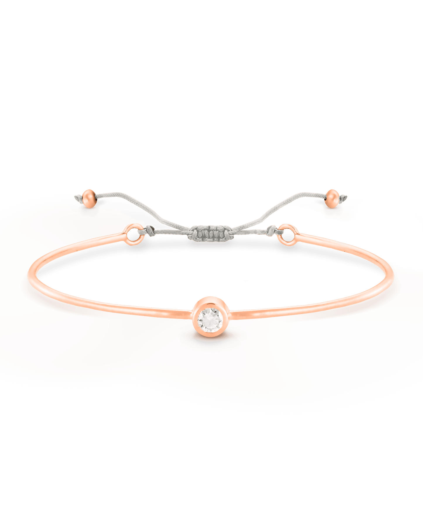 Diamond Cord Bangle - 18K Rose Vermeil Bracelets magal-dev Pearl Small: 0.03ct 