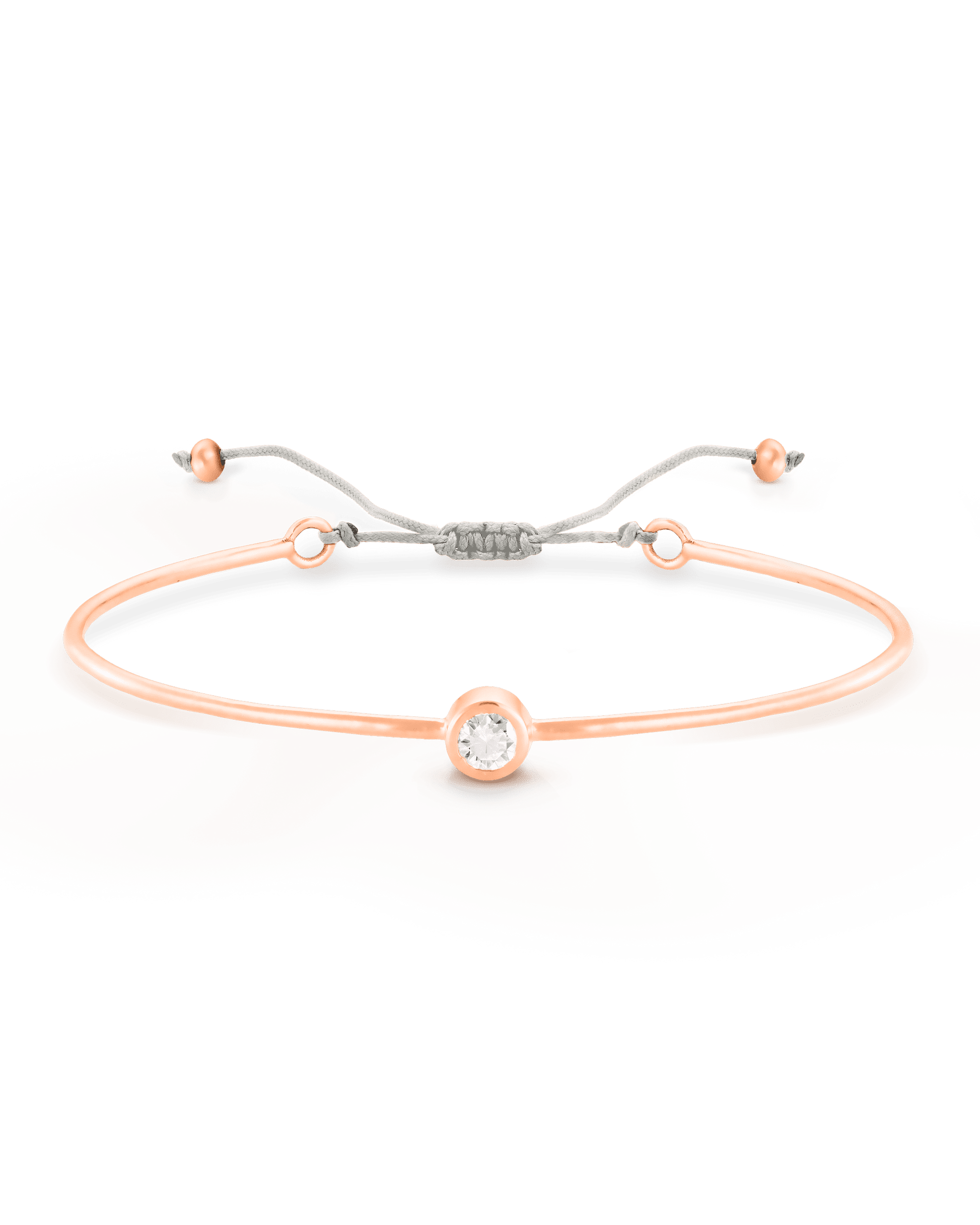 Bracelet Jonc Diamant et Cordon - Or Rose Plaqué 18 carats Bracelets magal-dev Perle Small: 0.03 carats 12cm - 18cm (Poignet: Small - Medium)