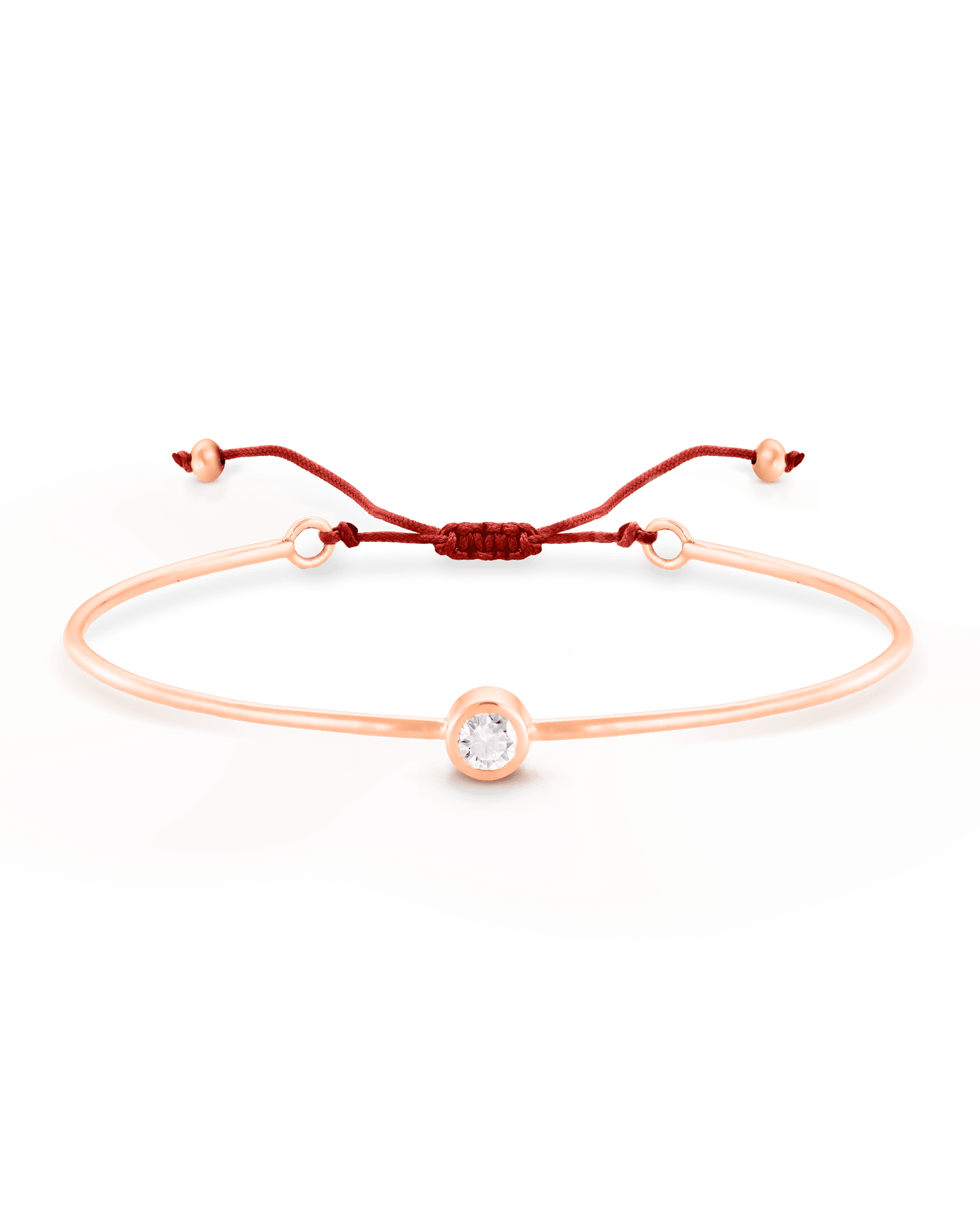 Bracelet Jonc Diamant et Cordon - Or Rose Plaqué 18 carats Bracelets magal-dev Rouge Small: 0.03 carats 12cm - 18cm (Poignet: Small - Medium)