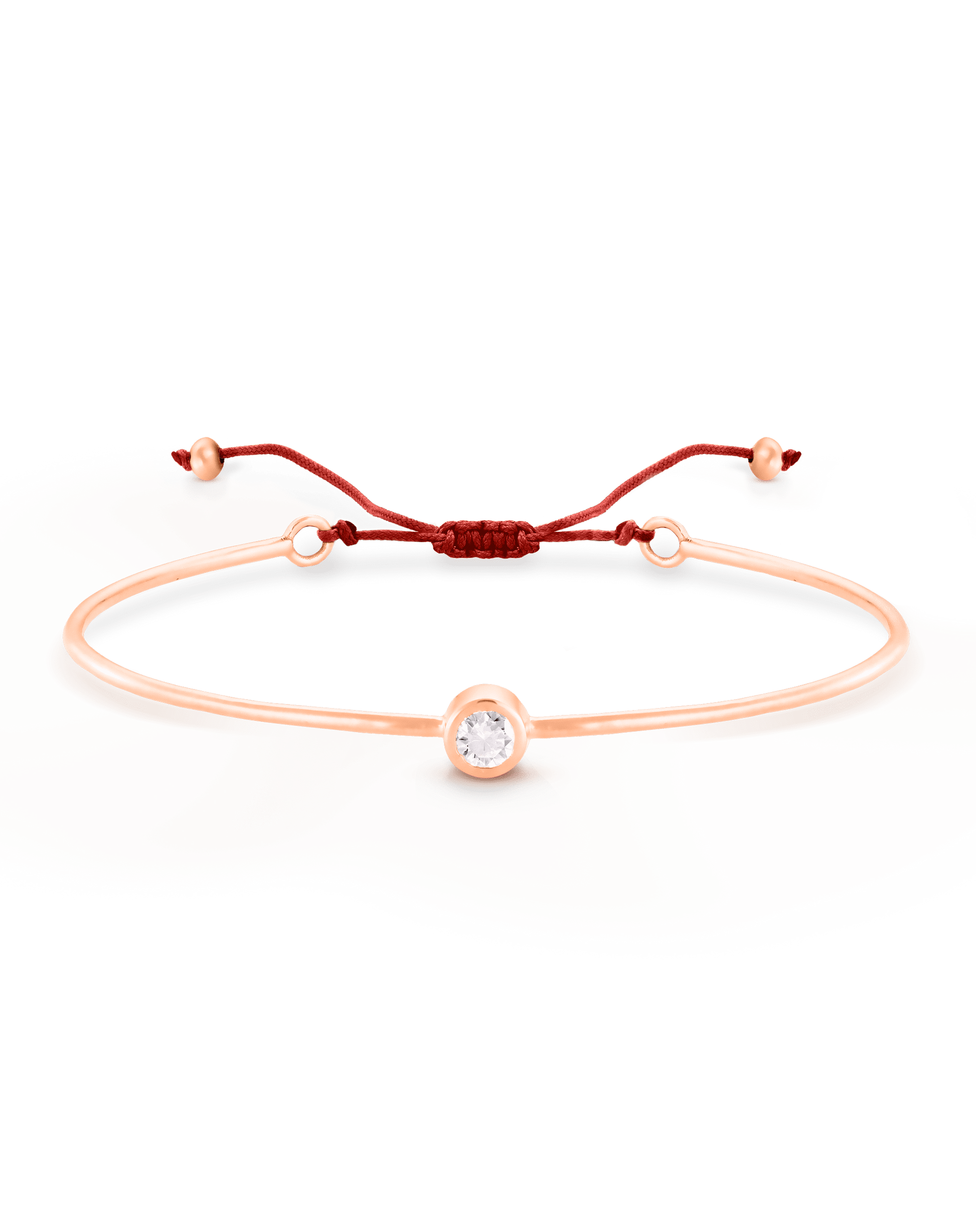 Diamond Cord Bangle - 18K Rose Vermeil Bracelets magal-dev Red Small: 0.03ct 