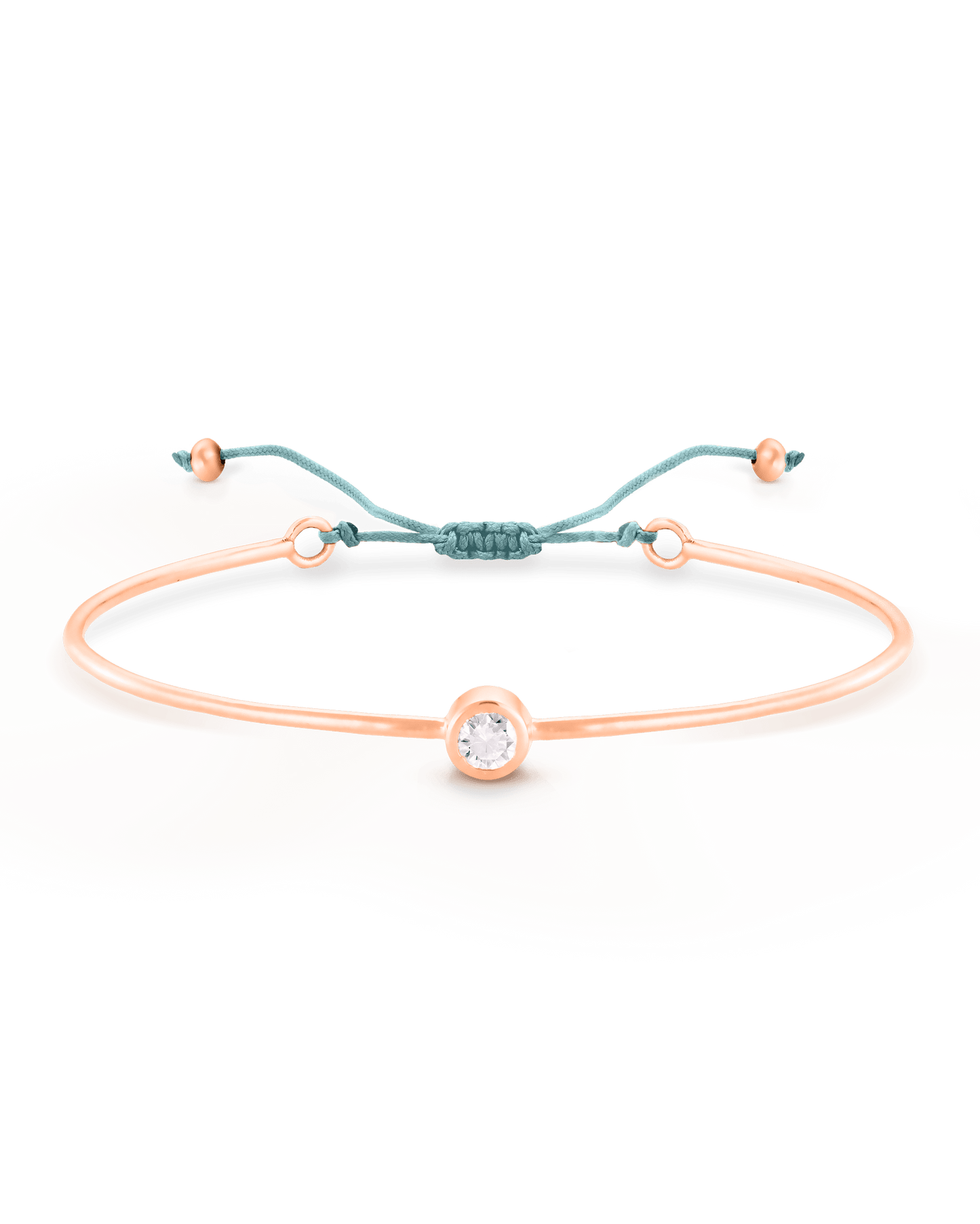 Diamond Cord Bangle - 18K Rose Vermeil Bracelets magal-dev Turquoise Small: 0.03ct 