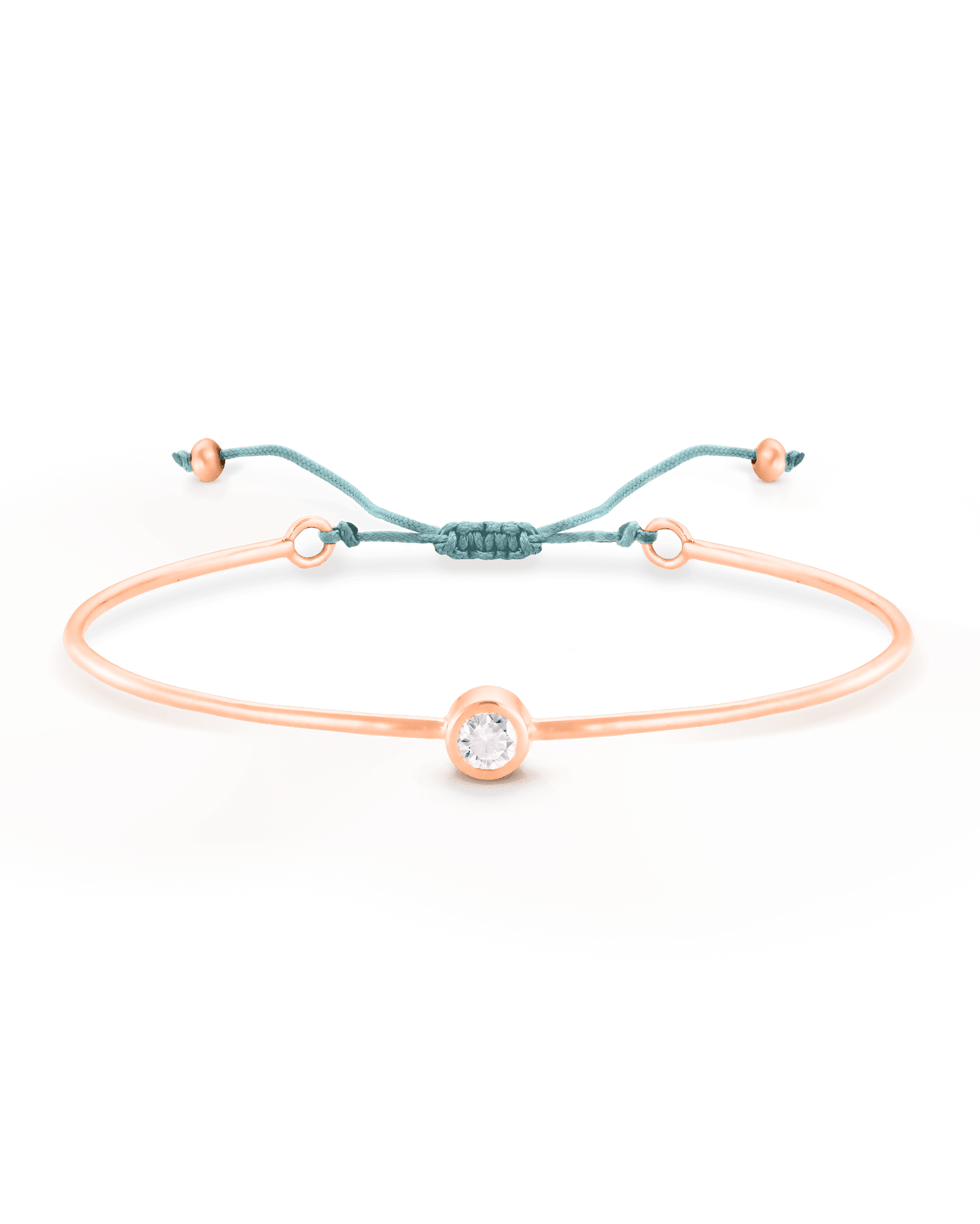 Bracelet Jonc Diamant et Cordon - Or Rose Plaqué 18 carats Bracelets magal-dev Turquoise Small: 0.03 carats 12cm - 18cm (Poignet: Small - Medium)