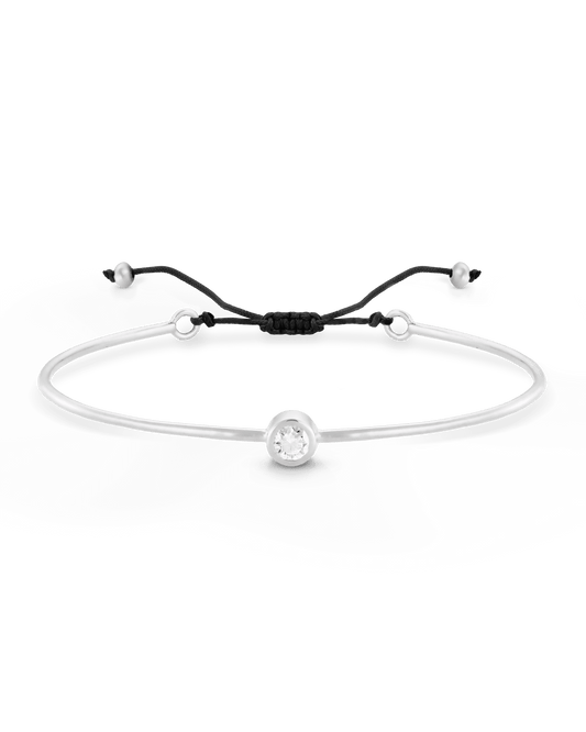 Diamond Cord Bangle - 925 Sterling Silver Bracelets magal-dev Black Small: 0.03ct 