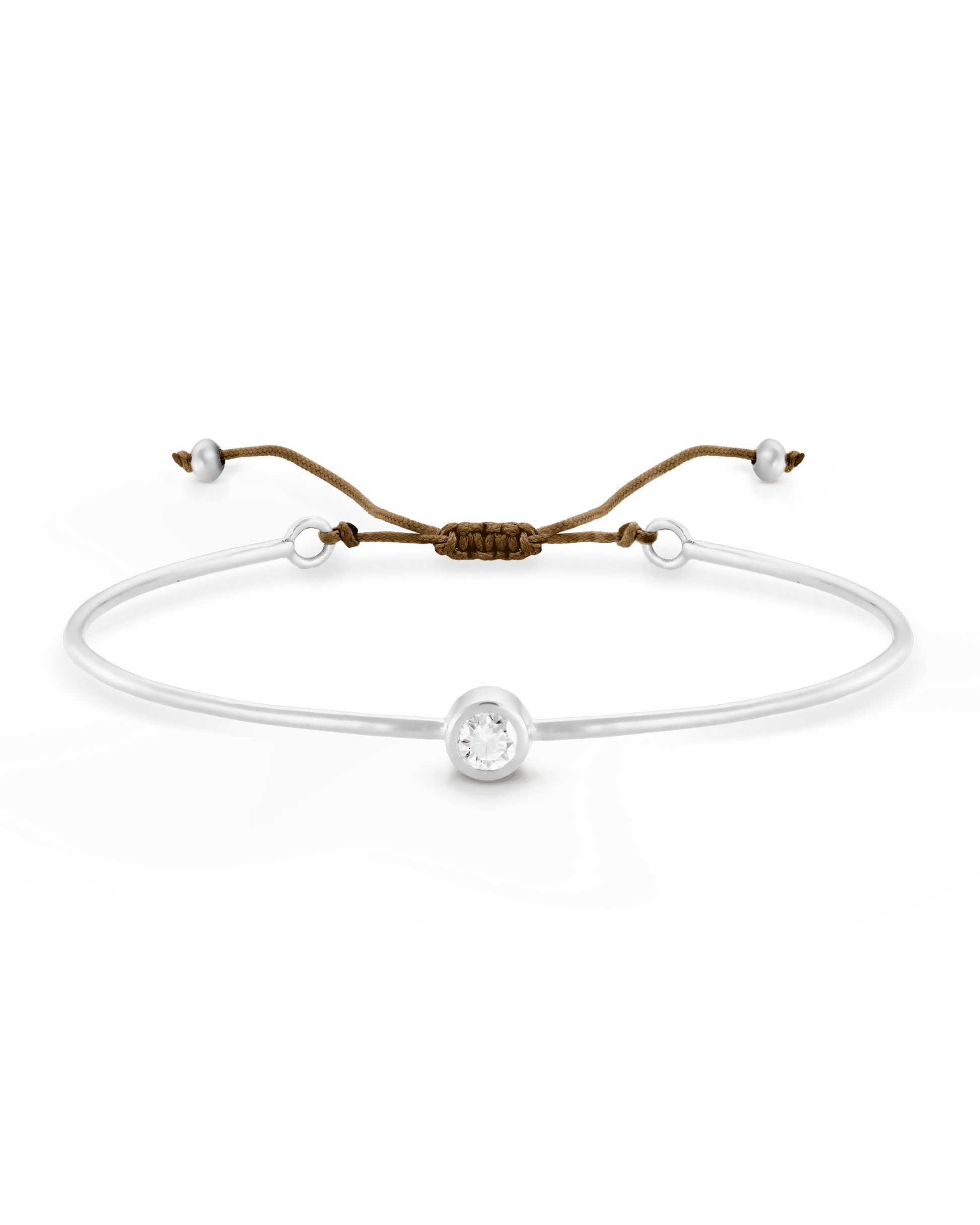Diamond Cord Bangle - 925 Sterling Silver Bracelets magal-dev Camel Small: 0.03ct 