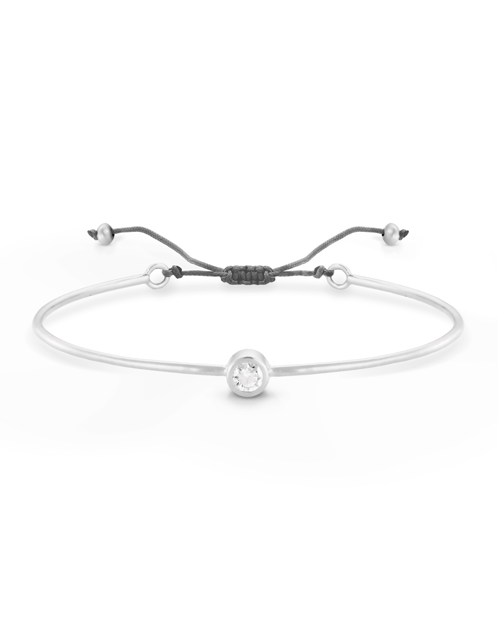 Diamond Cord Bangle - 925 Sterling Silver Bracelets magal-dev Grey Small: 0.03ct 