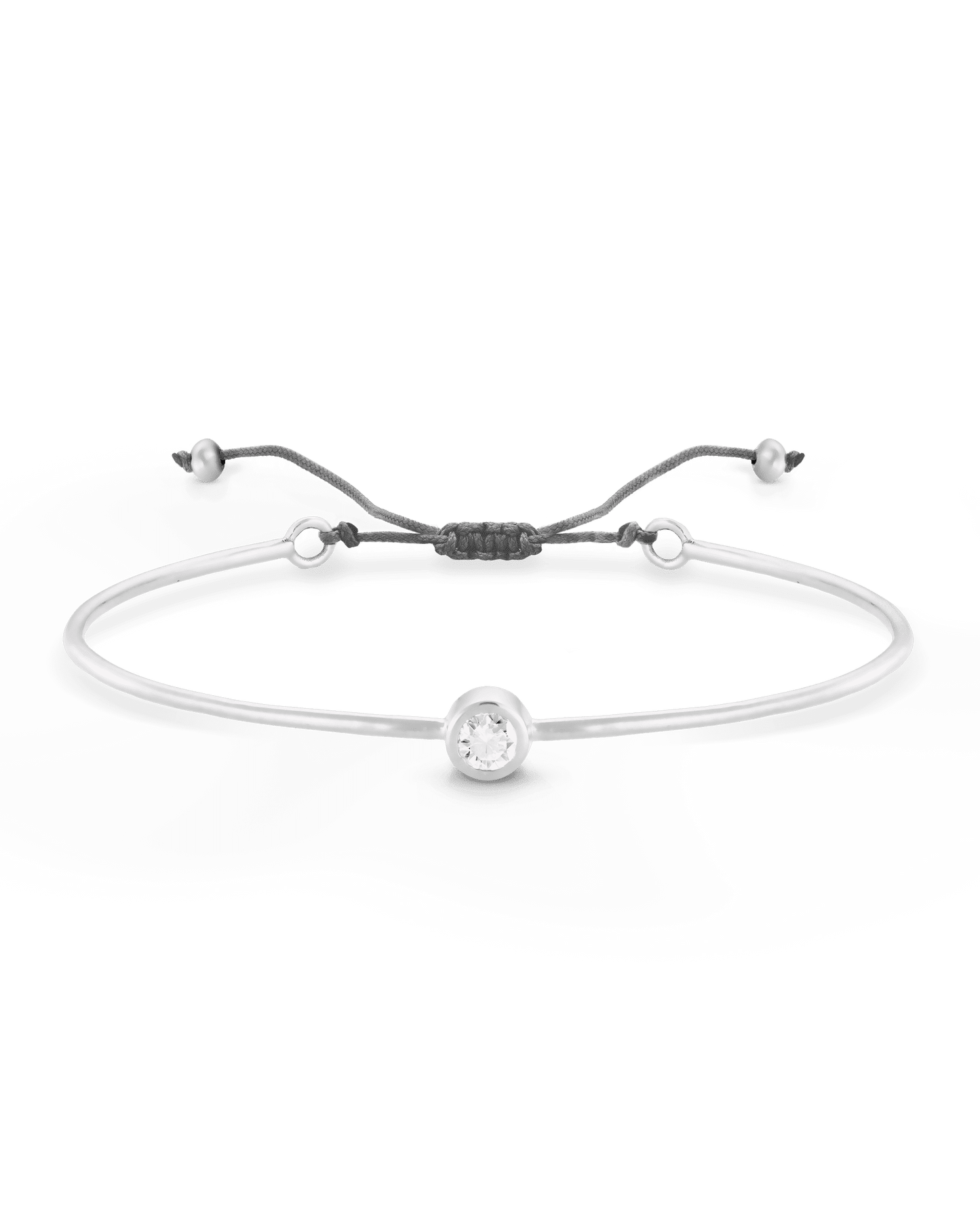 Bracelet Jonc Diamant et Cordon - Argent 925 Bracelets magal-dev Gris Small: 0.03 carats 12cm - 18cm (Poignet: Small - Medium)