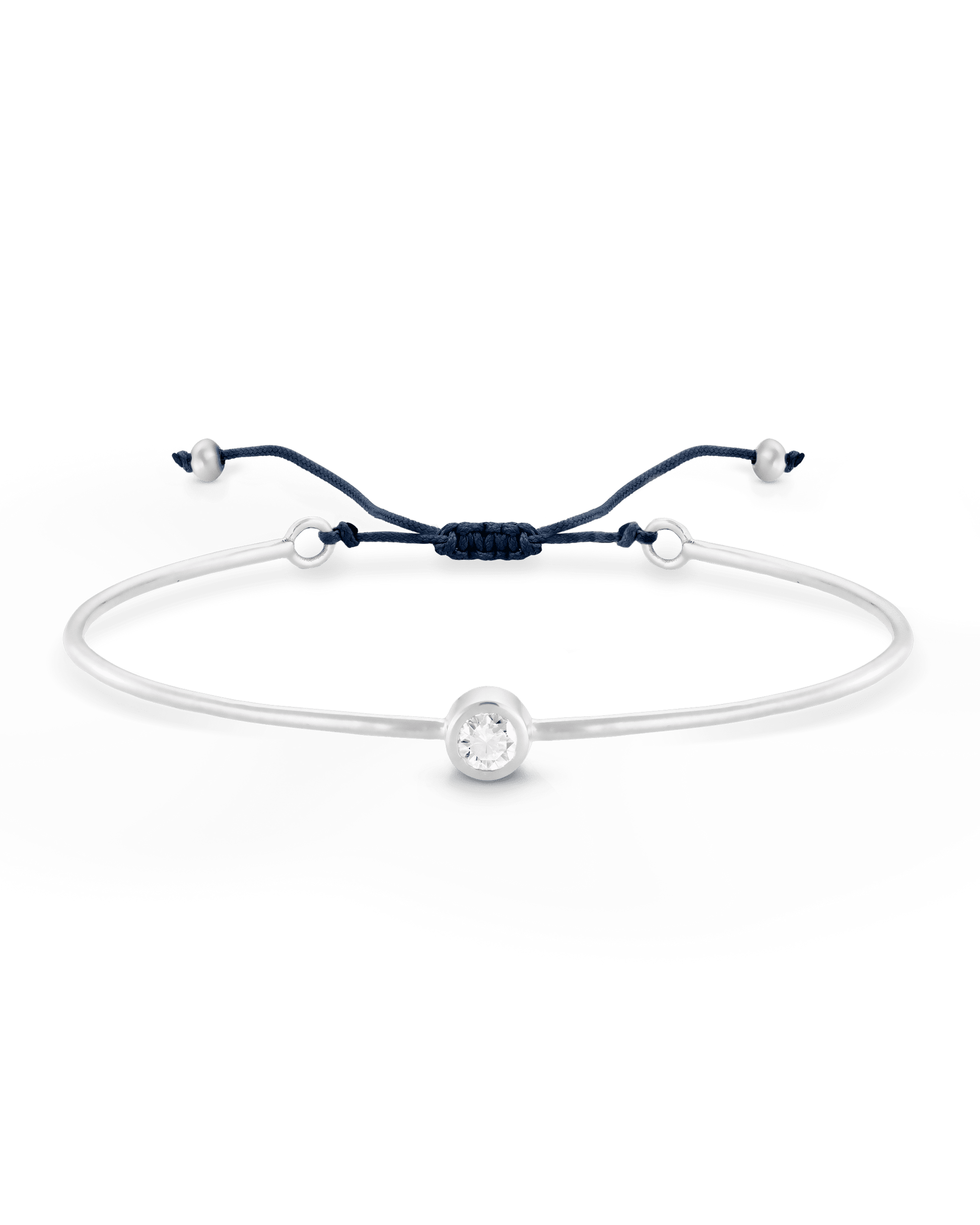 Diamond Cord Bangle - 925 Sterling Silver Bracelets magal-dev Navy Blue Small: 0.03ct 