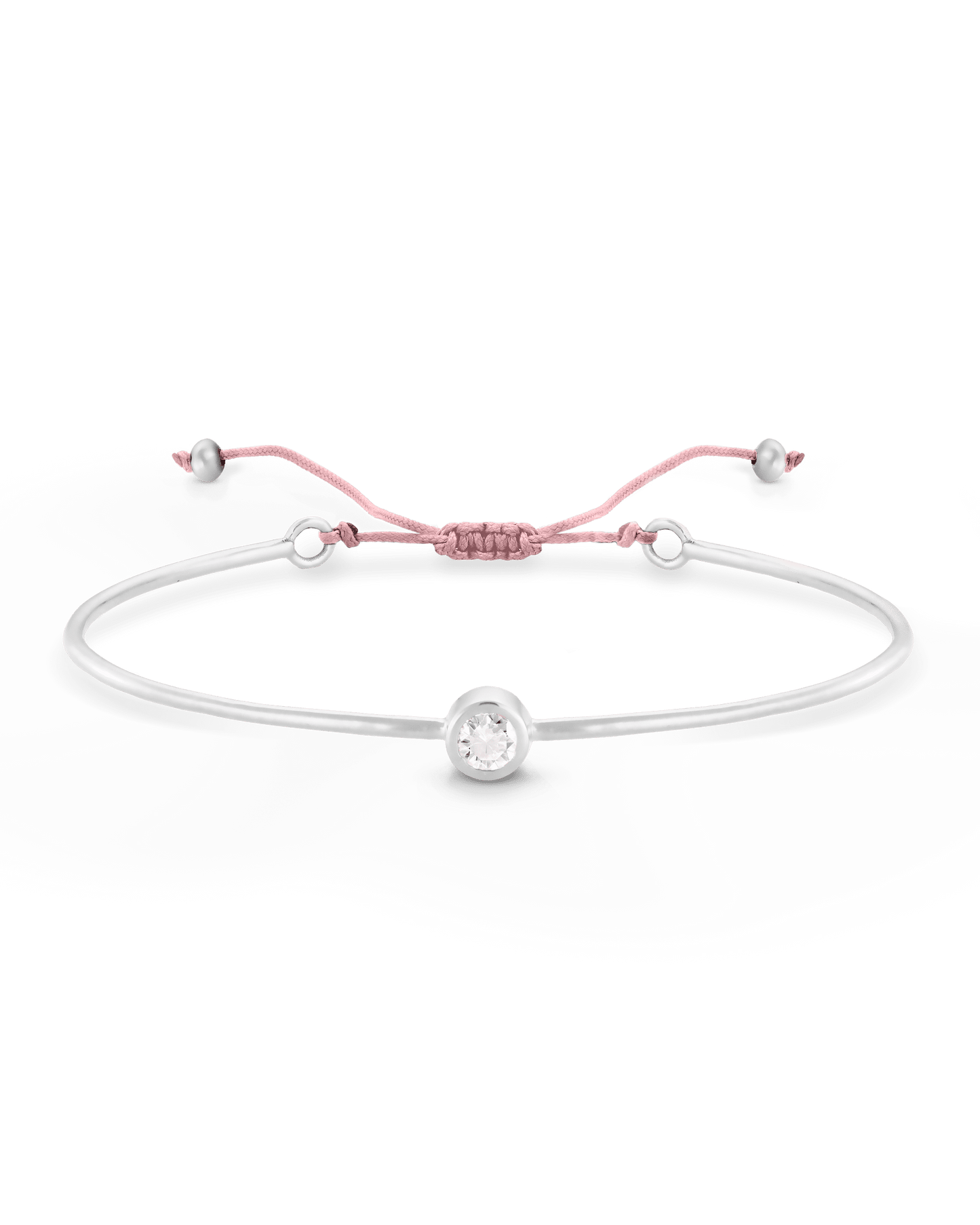 Diamond Cord Bangle - 925 Sterling Silver Bracelets magal-dev Light Pink Small: 0.03ct 