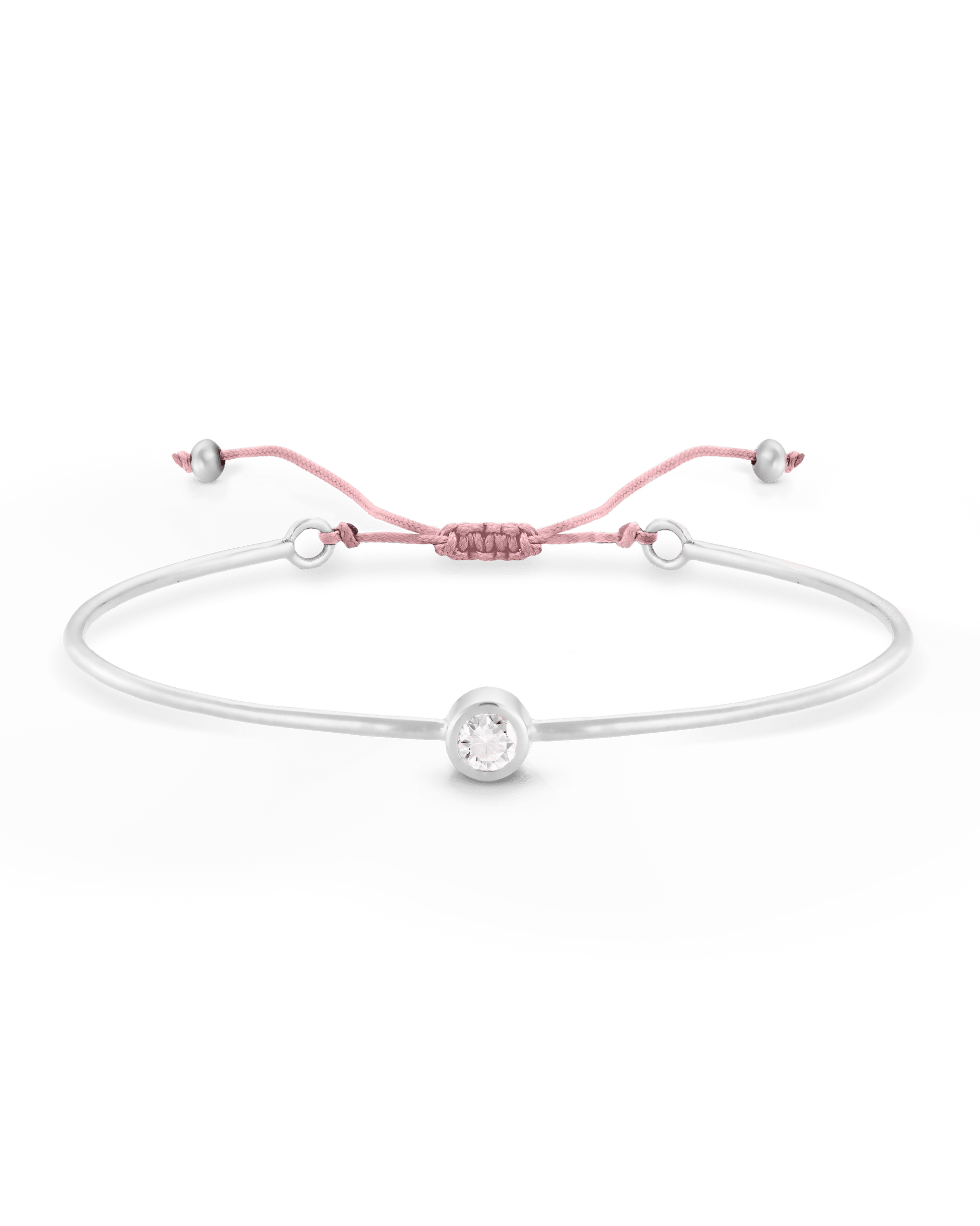 Diamond Cord Bangle - 925 Sterling Silver Bracelets magal-dev Light Pink Small: 0.03ct 