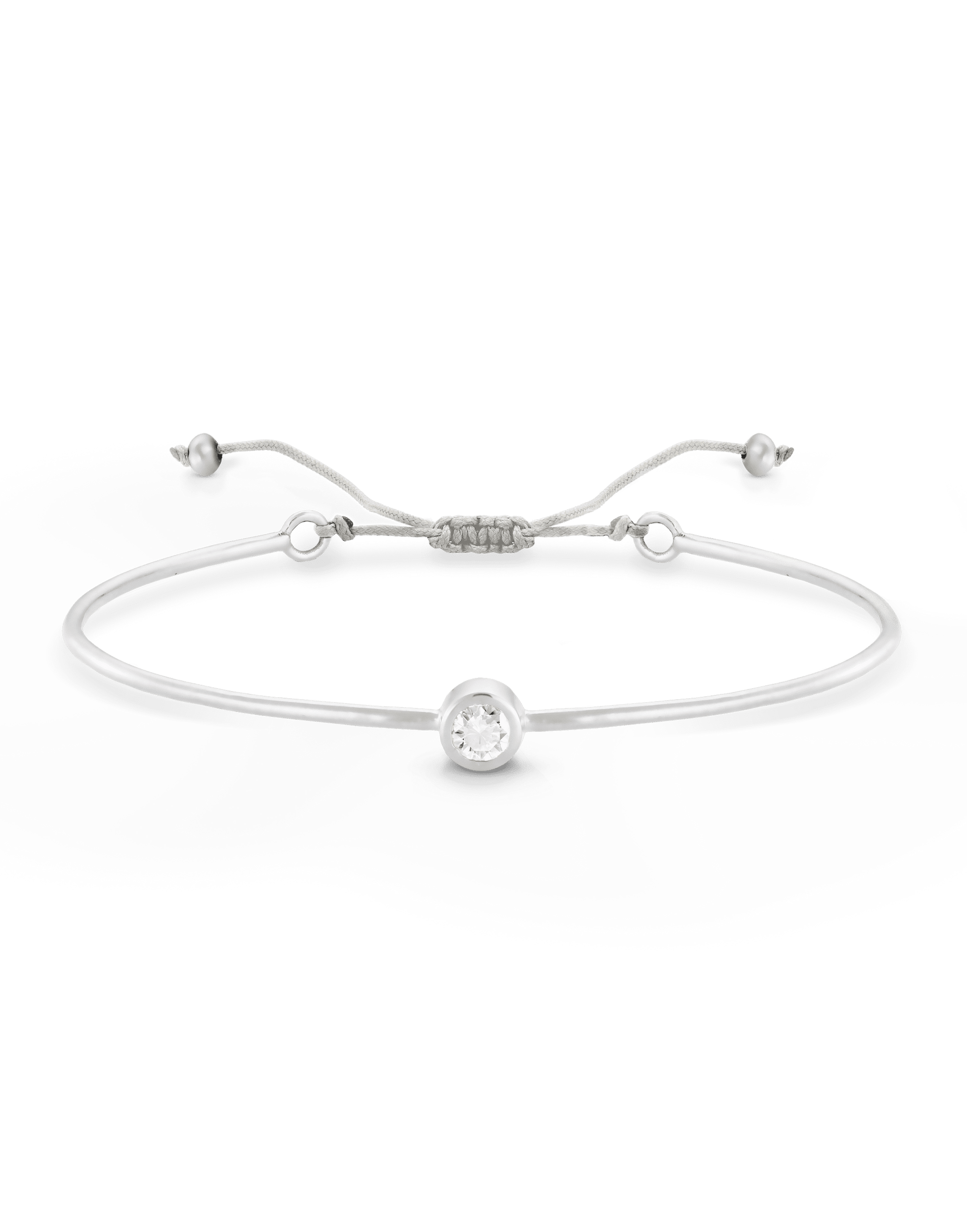 Diamond Cord Bangle - 925 Sterling Silver Bracelets magal-dev Pearl Small: 0.03ct 