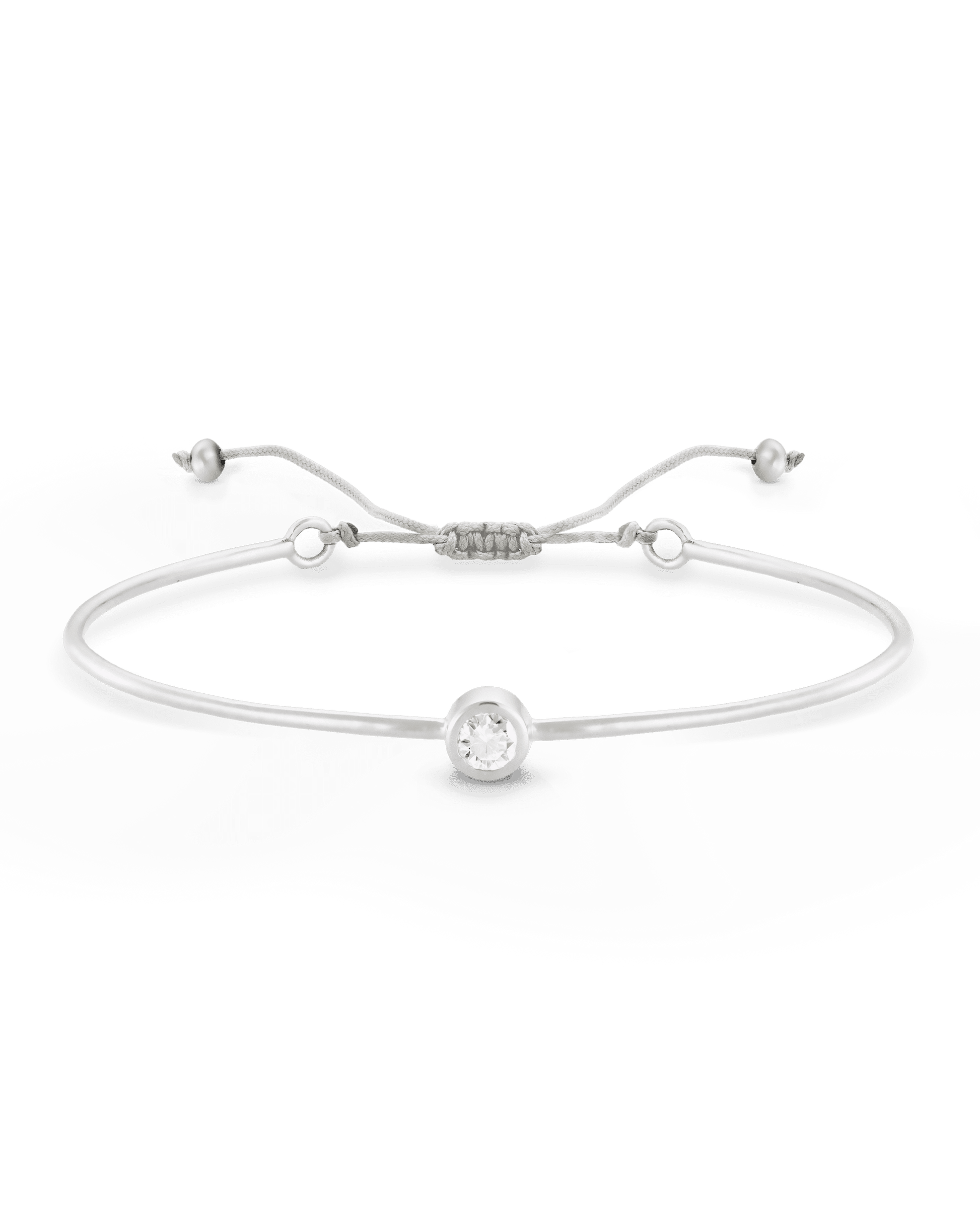 Bracelet Jonc Diamant et Cordon - Argent 925 Bracelets magal-dev Perle Small: 0.03 carats 12cm - 18cm (Poignet: Small - Medium)