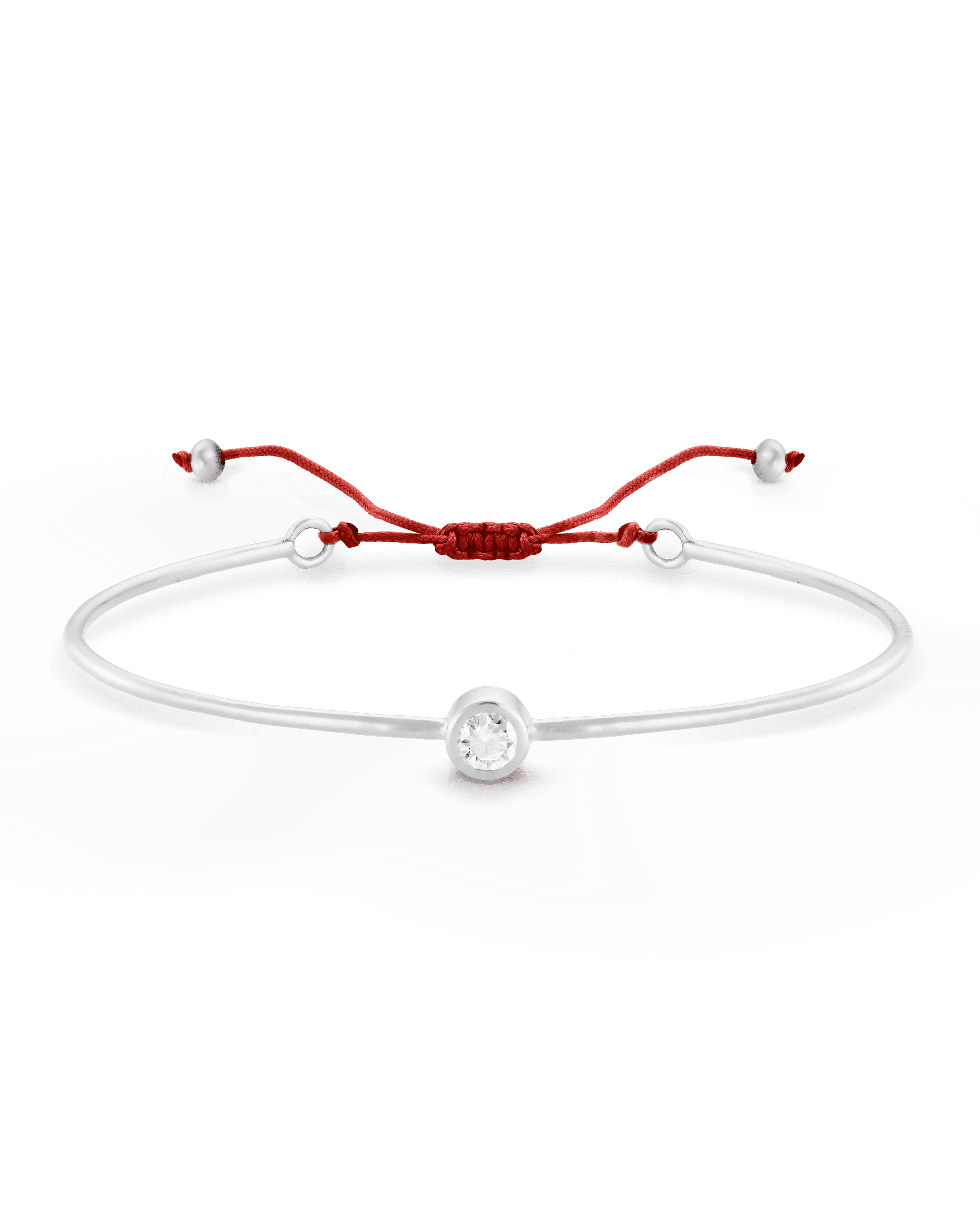 Bracelet Jonc Diamant et Cordon - Argent 925 Bracelets magal-dev Rouge Small: 0.03 carats 12cm - 18cm (Poignet: Small - Medium)