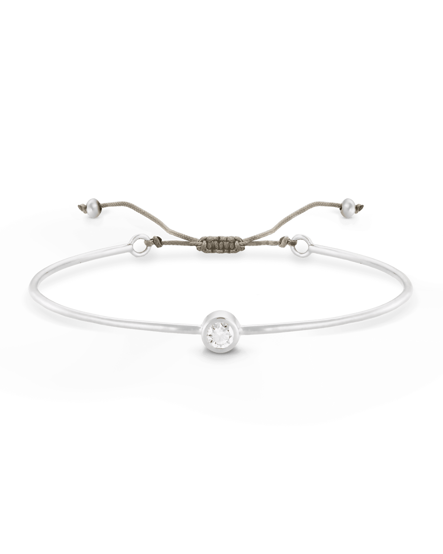 Bracelet Jonc Diamant et Cordon - Argent 925 Bracelets magal-dev Sable Small: 0.03 carats 12cm - 18cm (Poignet: Small - Medium)