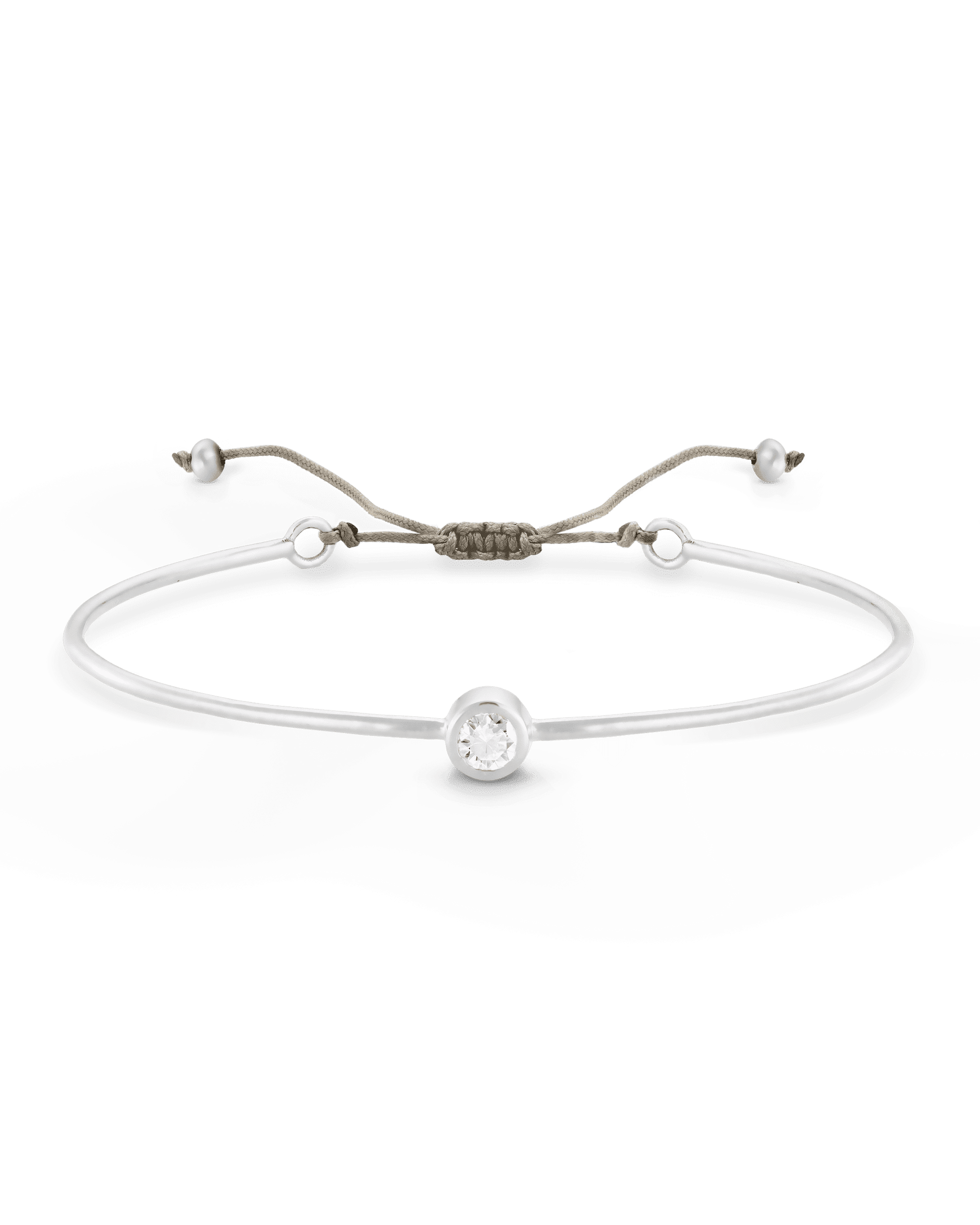 Bracelet Jonc Diamant et Cordon - Argent 925 Bracelets magal-dev Sable Small: 0.03 carats 12cm - 18cm (Poignet: Small - Medium)