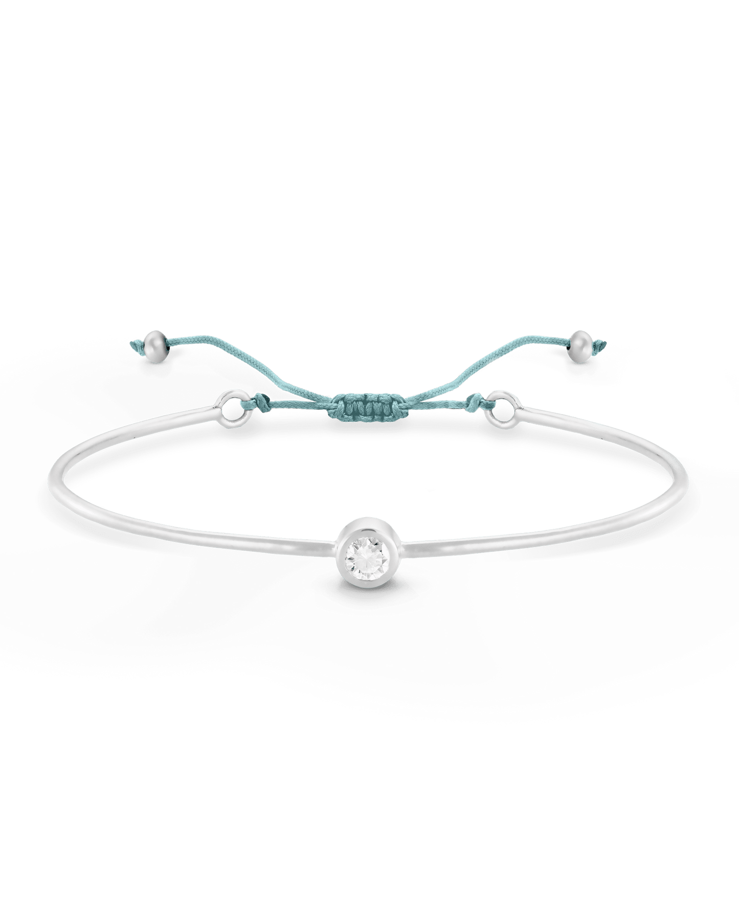 Diamond Cord Bangle - 925 Sterling Silver Bracelets magal-dev Turquoise Small: 0.03ct 