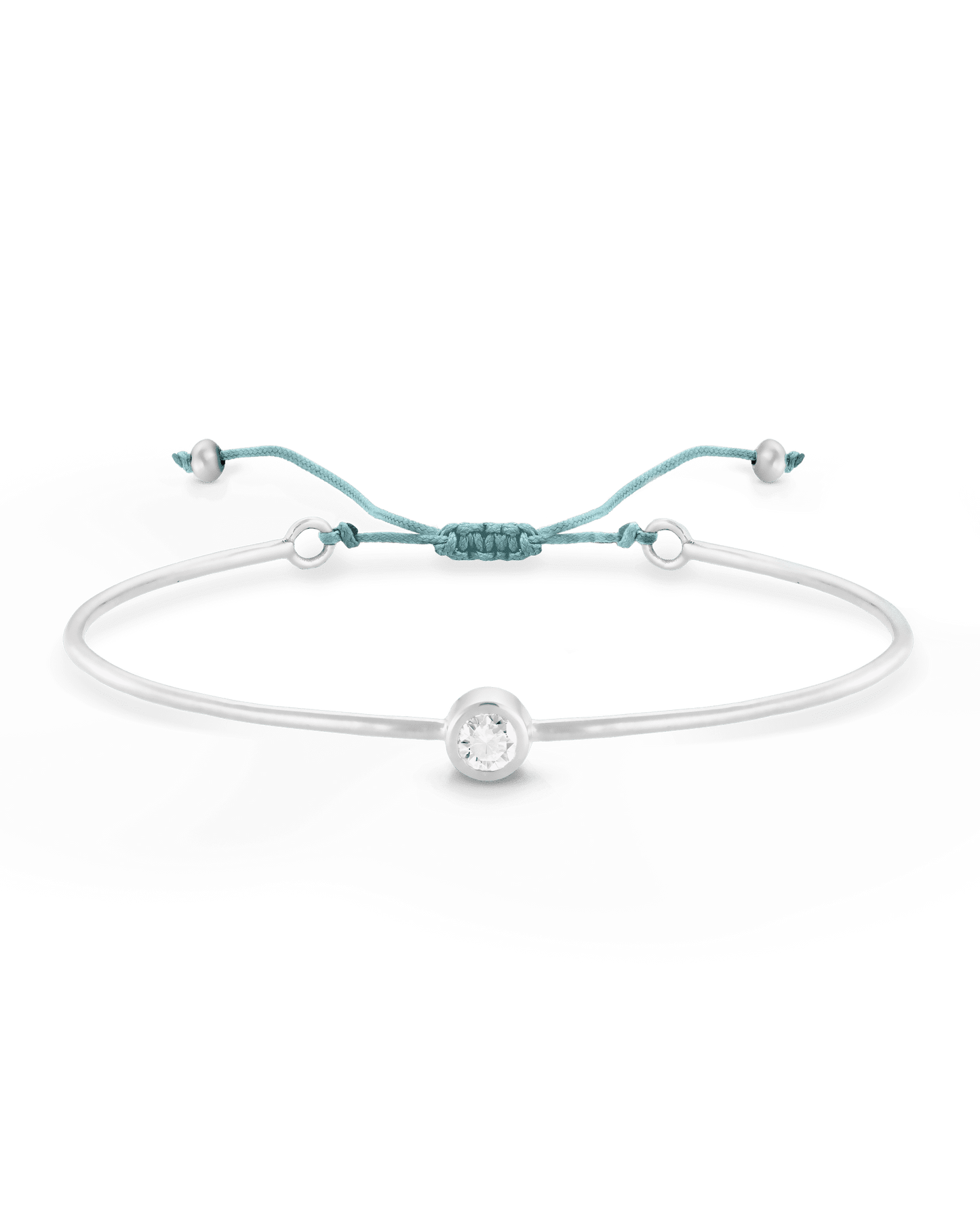 Bracelet Jonc Diamant et Cordon - Argent 925 Bracelets magal-dev Turquoise Small: 0.03 carats 12cm - 18cm (Poignet: Small - Medium)