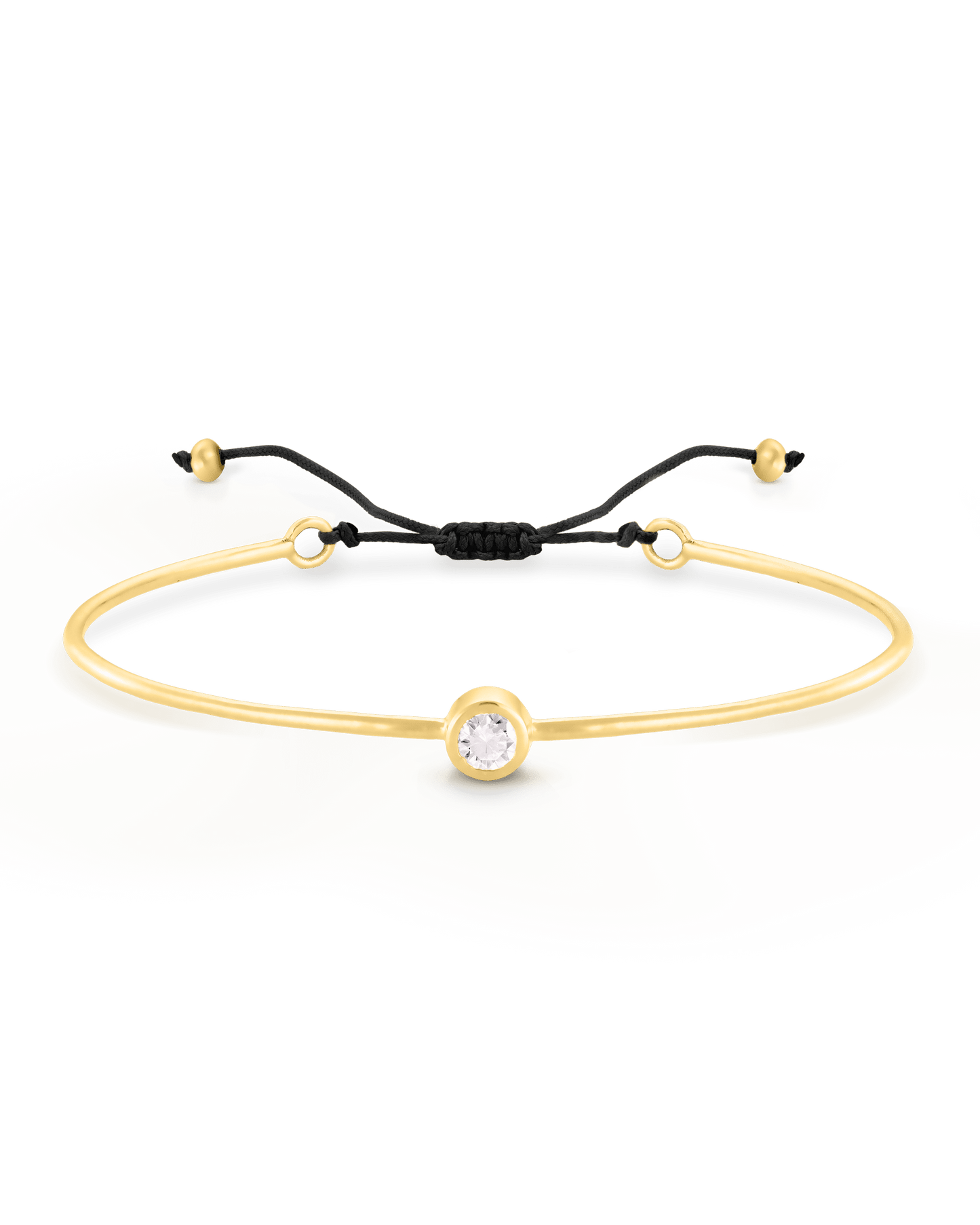 Diamond Cord Bangle - 18K Gold Vermeil Bracelets magal-dev Black Small: 0.03ct 
