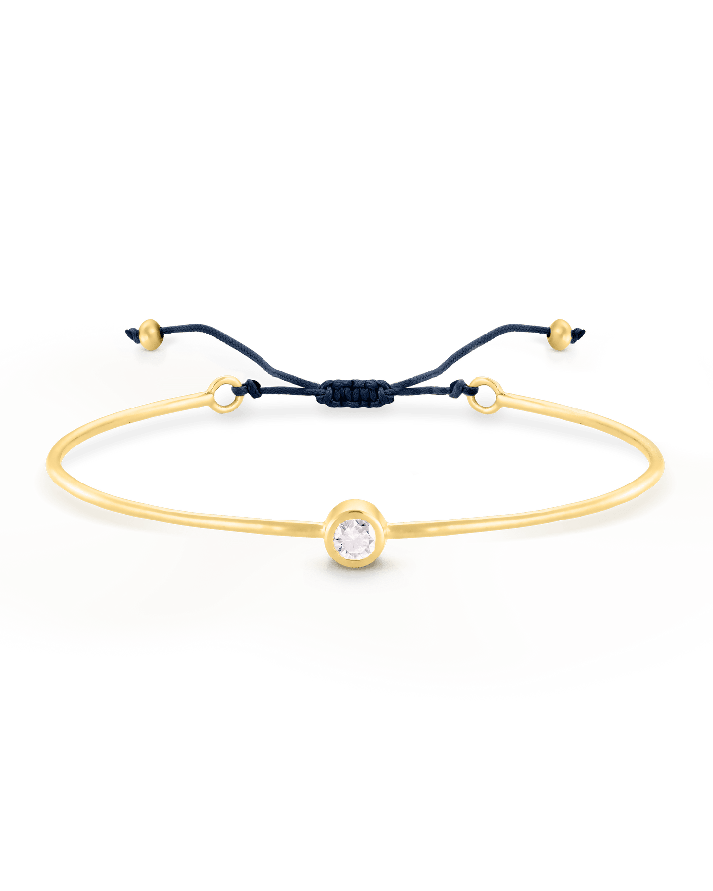 Diamond Cord Bangle - 18K Gold Vermeil Bracelets magal-dev Navy Blue Small: 0.03ct 