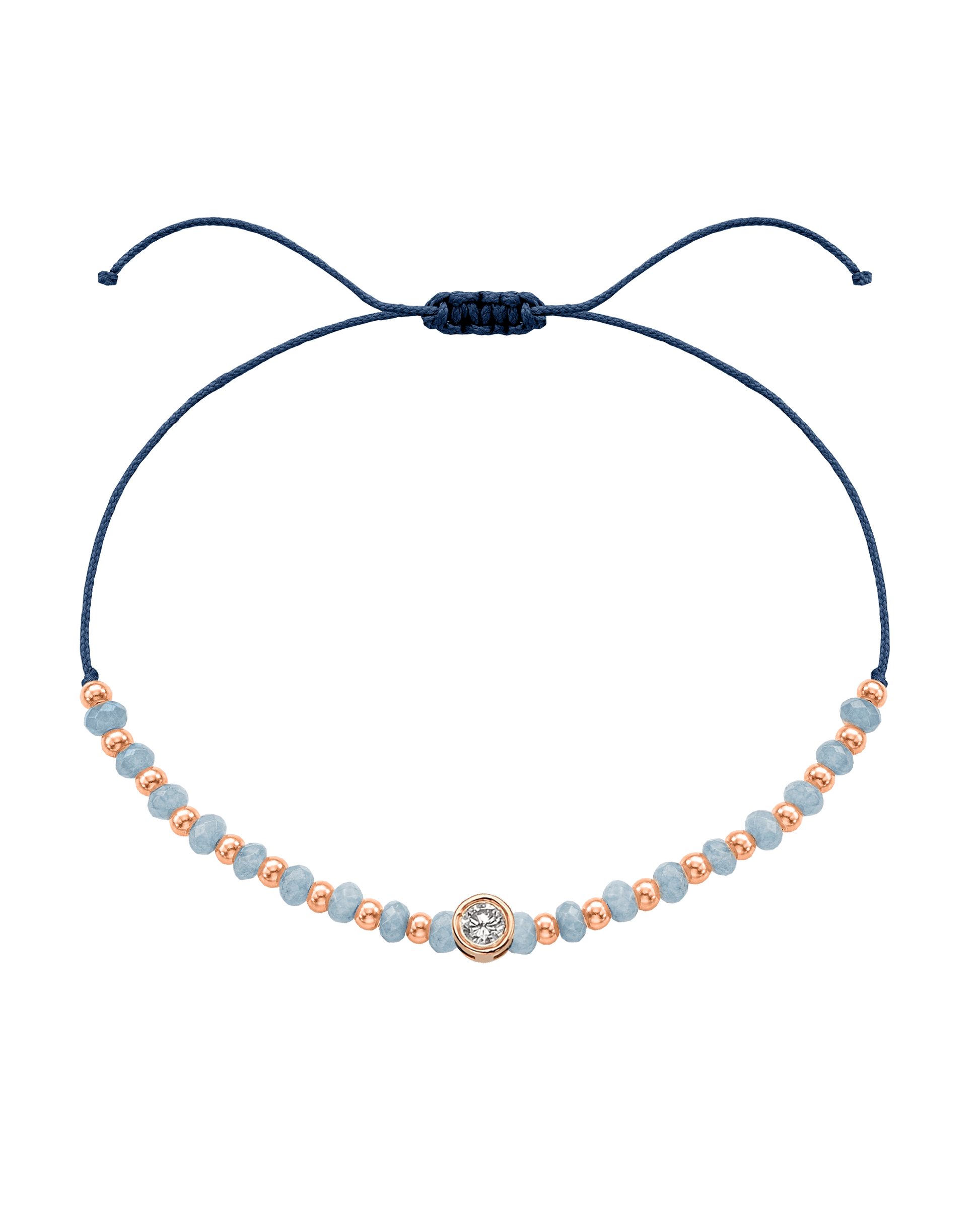Celestite Gemstone String of Love Bracelet for Mindfulness - 14K Rose Gold Bracelets 14K Solid Gold Indigo Large: 0.1ct 