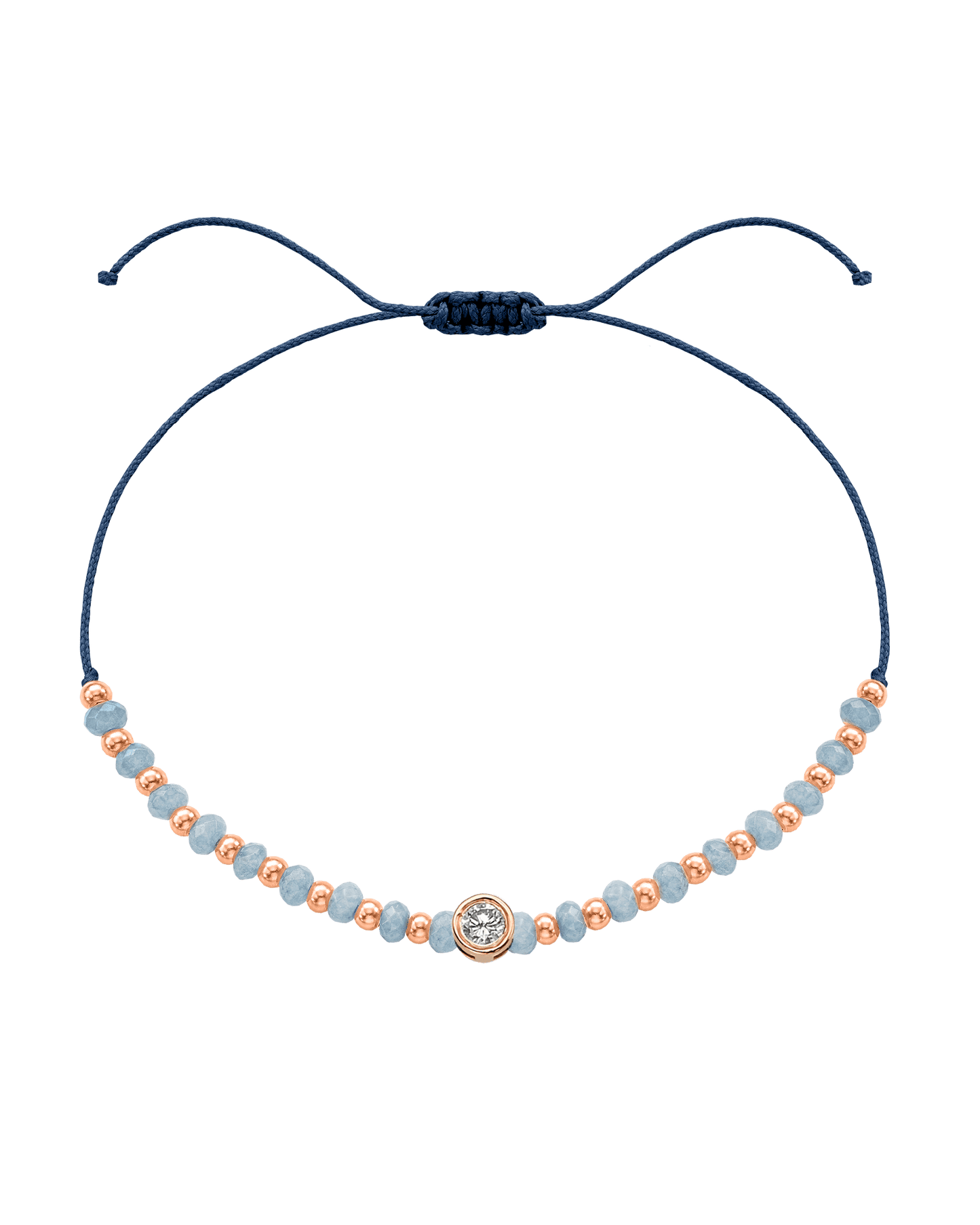 Celestite Gemstone String of Love Bracelet for Mindfulness - 14K Rose Gold Bracelets 14K Solid Gold Indigo Large: 0.1ct 