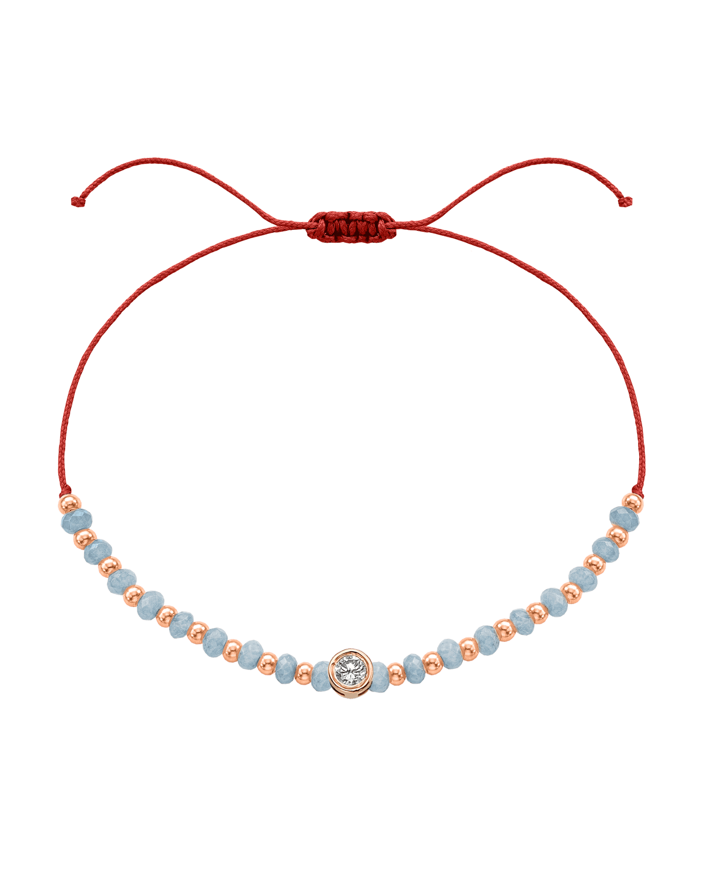 Celestite Gemstone String of Love Bracelet for Mindfulness - 14K Rose Gold Bracelets 14K Solid Gold Red Large: 0.1ct 