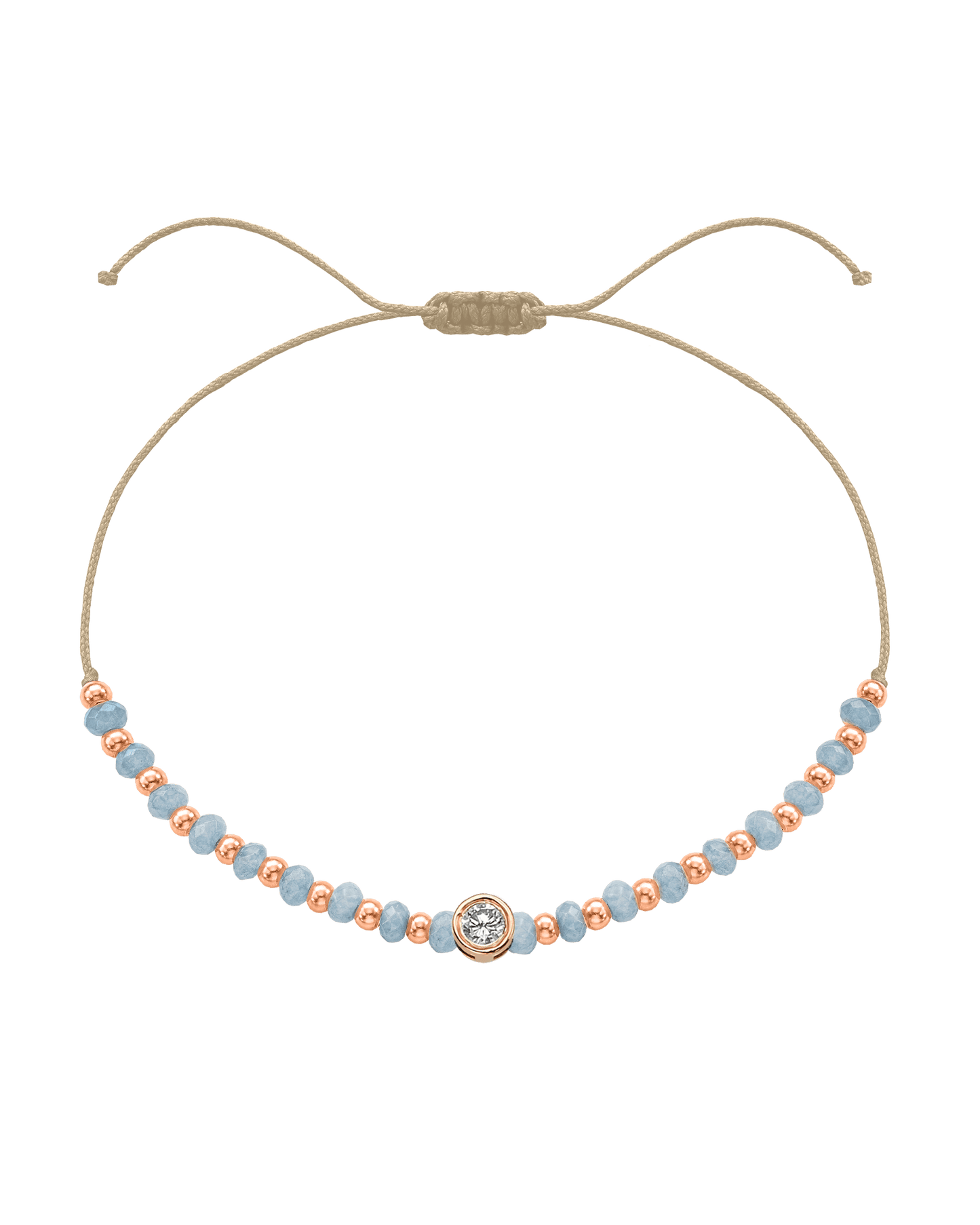 Celestite Gemstone String of Love Bracelet for Mindfulness - 14K Rose Gold Bracelets 14K Solid Gold Beige Large: 0.1ct 