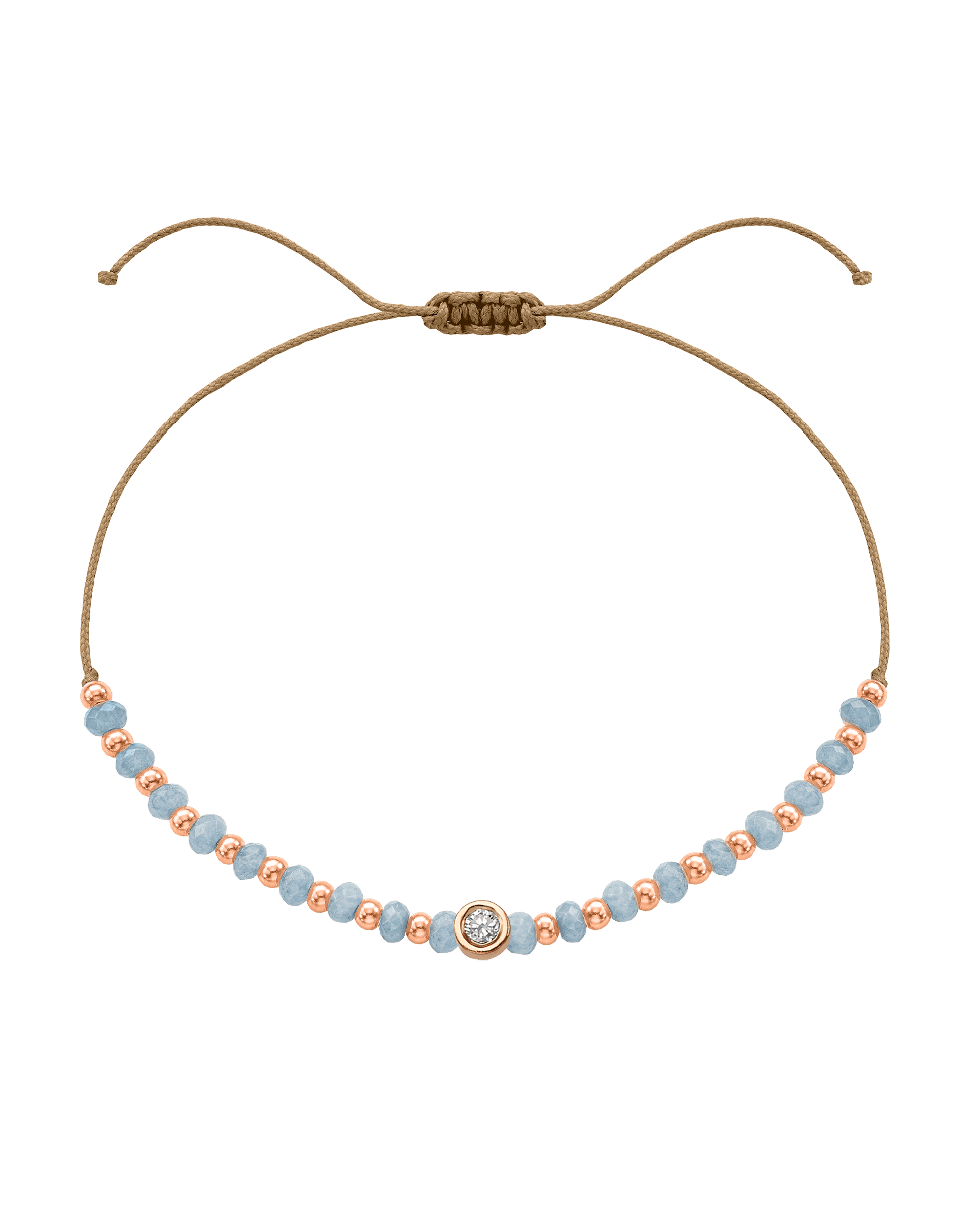 Celestite Gemstone String of Love Bracelet for Mindfulness - 14K Rose Gold Bracelets 14K Solid Gold Camel Medium: 0.04ct 
