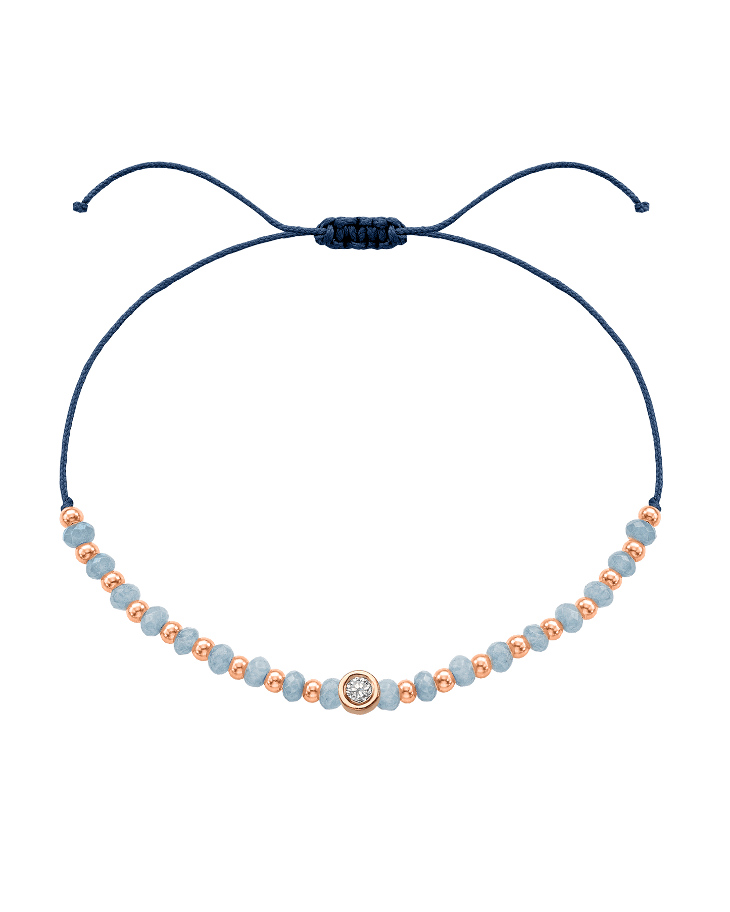 Celestite Gemstone String of Love Bracelet for Mindfulness - 14K Rose Gold Bracelets 14K Solid Gold Indigo Medium: 0.04ct 