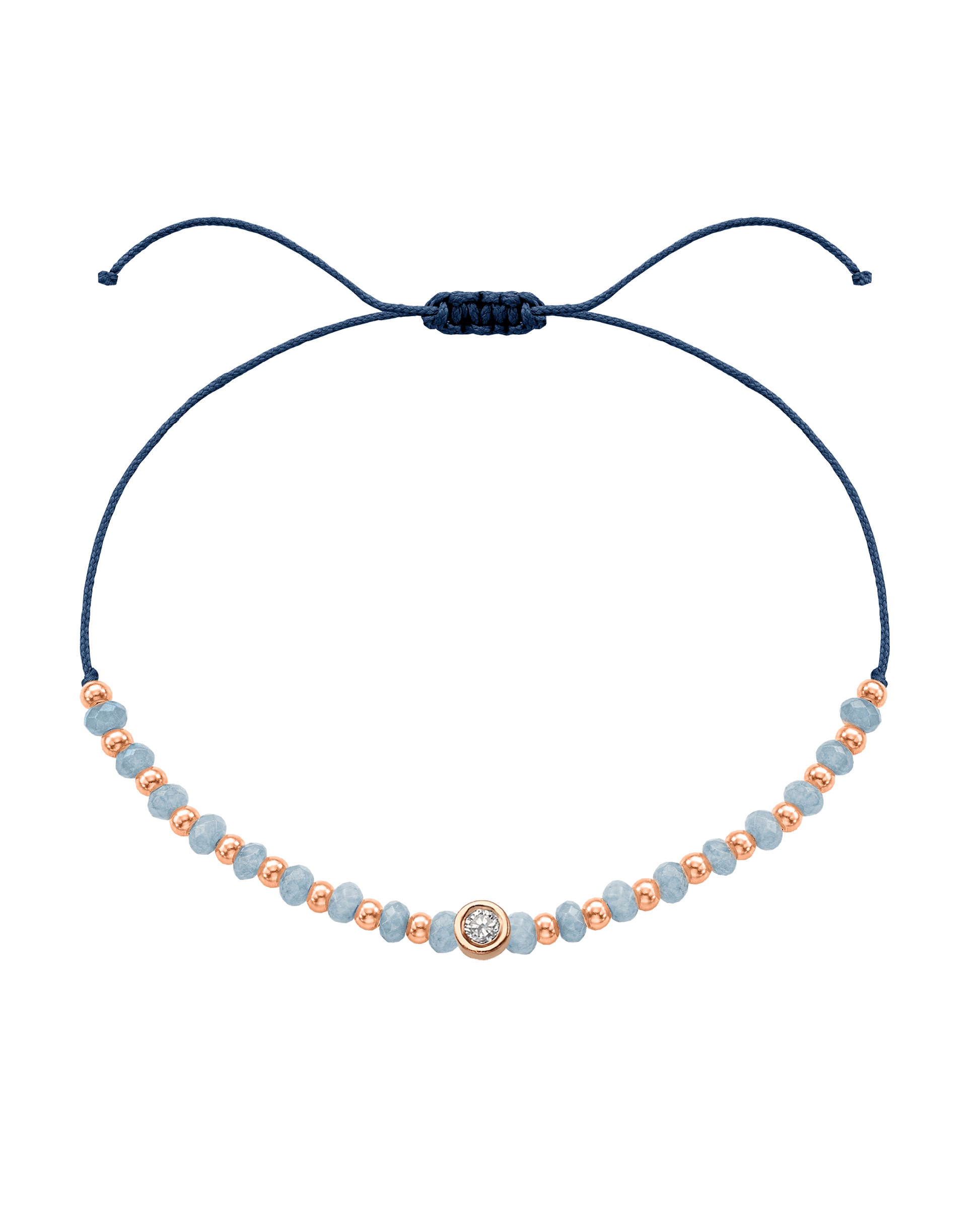 Celestite Gemstone String of Love Bracelet for Mindfulness - 14K Rose Gold Bracelets 14K Solid Gold Indigo Medium: 0.04ct 
