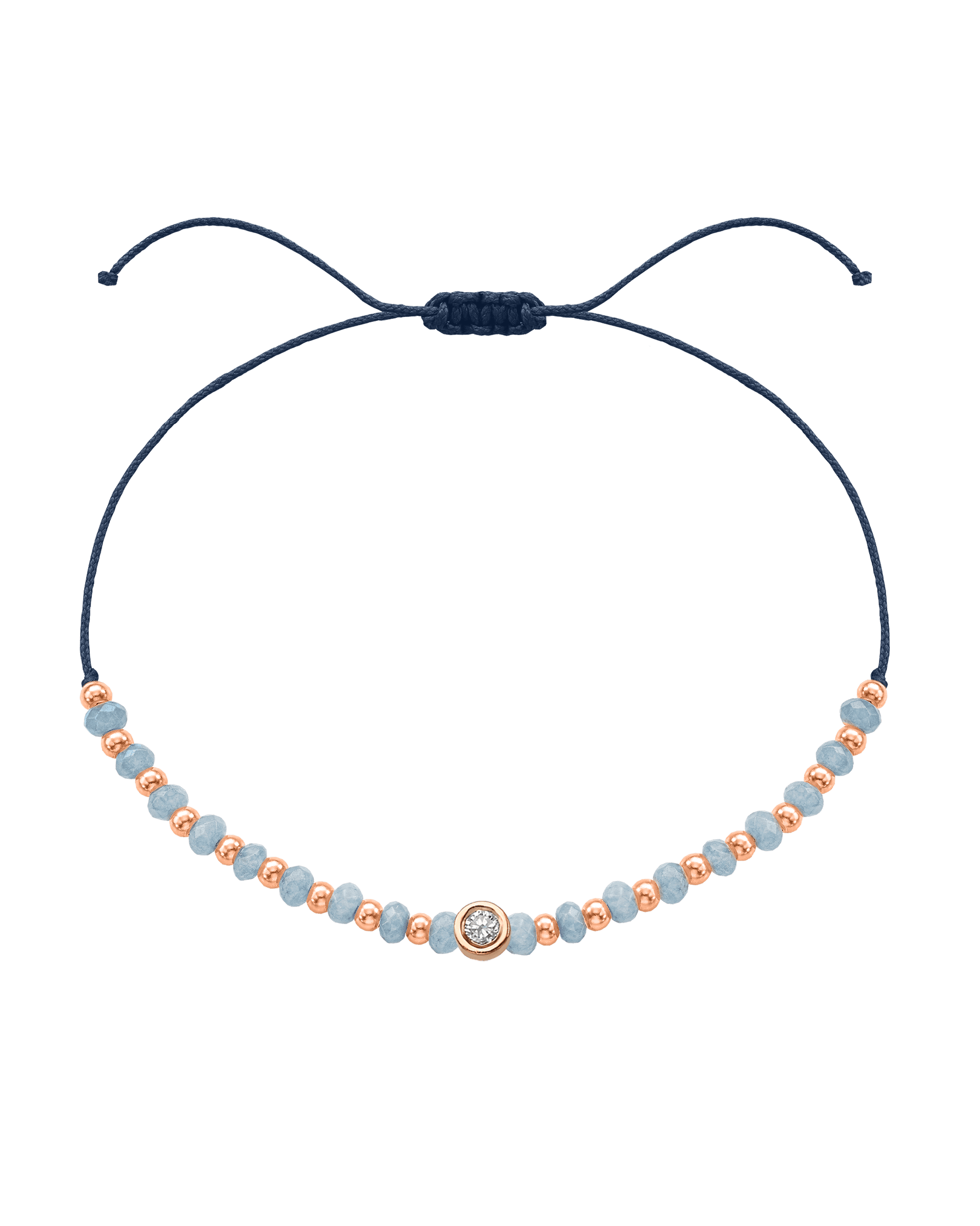Celestite Gemstone String of Love Bracelet for Mindfulness - 14K Rose Gold Bracelets 14K Solid Gold Navy Blue Medium: 0.04ct 